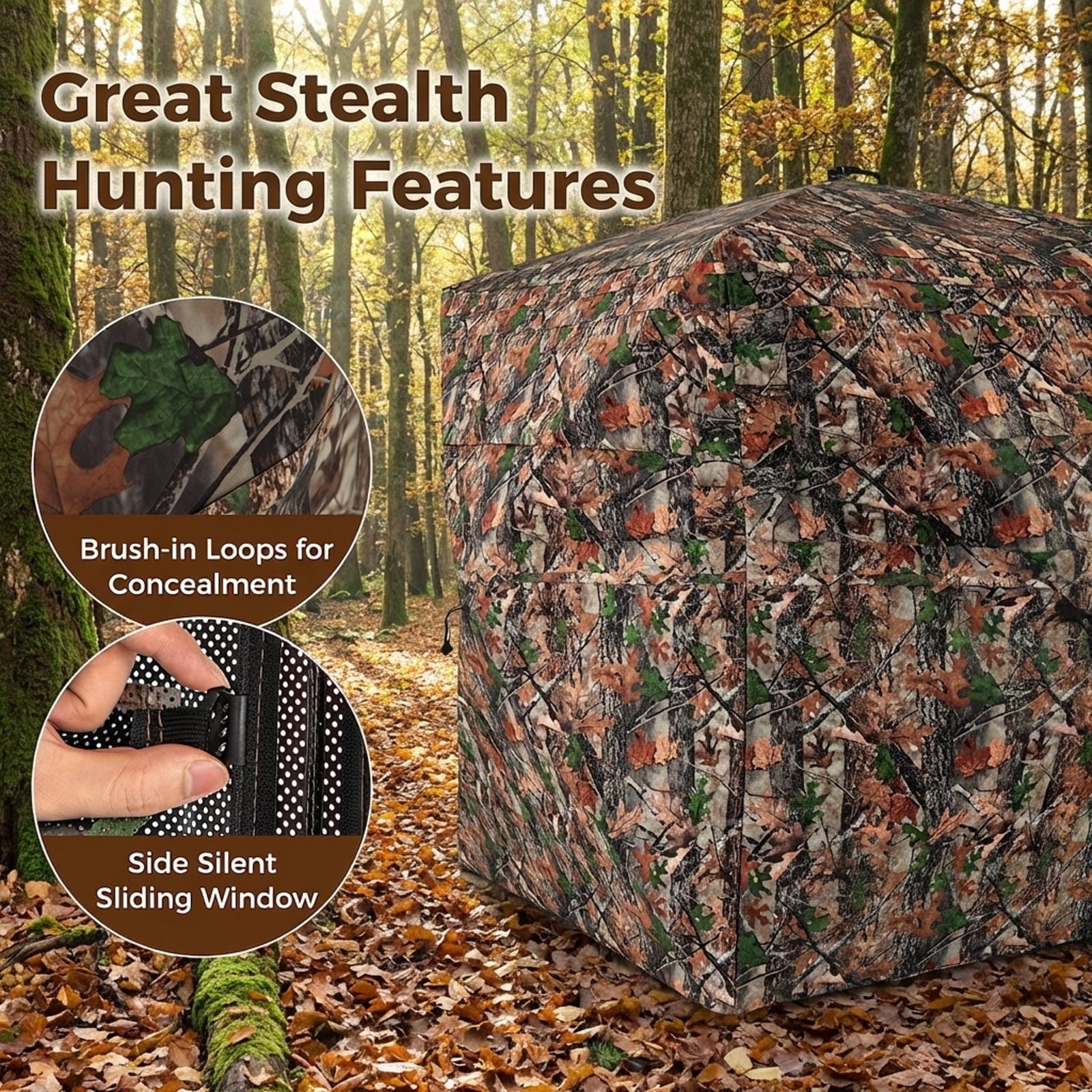 Biotree 270 Degree See-Through Ground Hunting Blind for 3-4 People with Carry Bag for Deer and Turkey