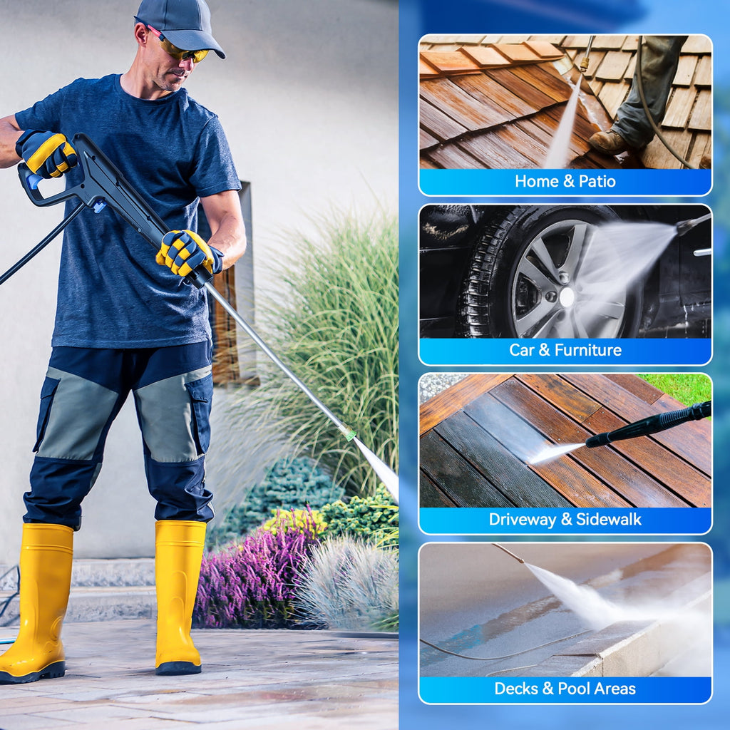 Biotree 5000 PSI Electric Pressure Washer 3.2 GPM Power Washer with Adjustable Pressure Control Panel ,Foam Cannon, 4 Spray Nozzles for Car Driveway Patio Home Cleaning, Blue
