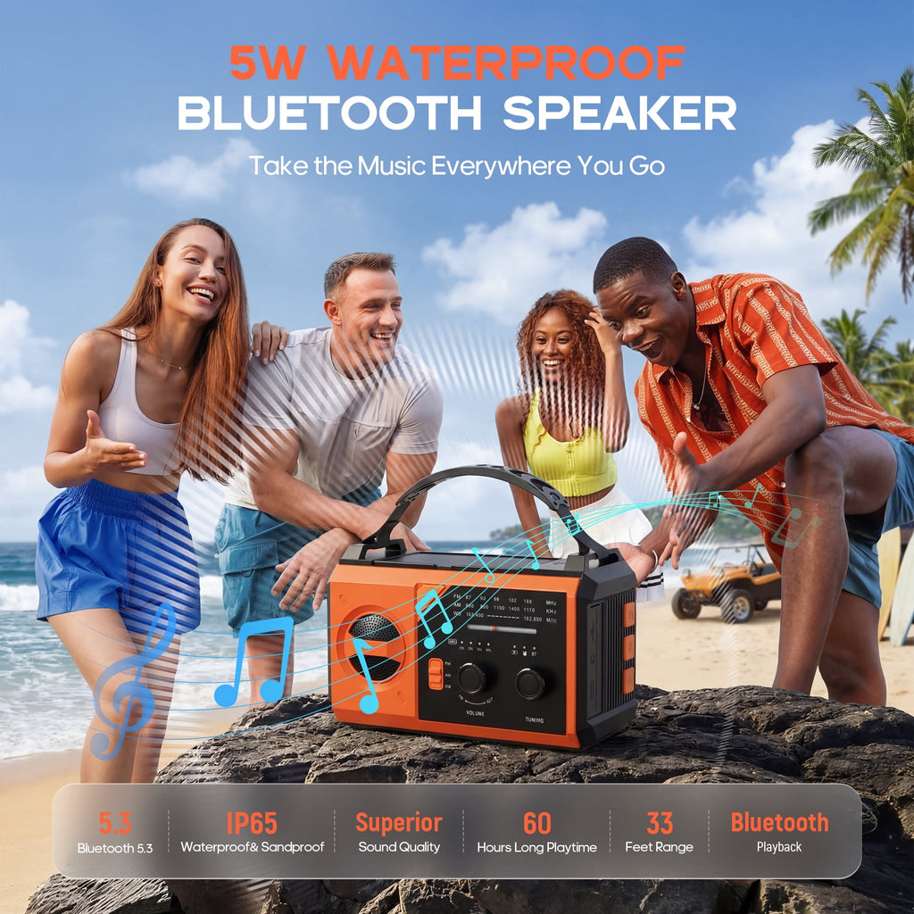 Biotree 30000mAh Weather Radio with NOAA 7-Band Alerts, Upgraded Emergency Radio with USB/Solar/Hand Crank Charging, Flashlight, SOS Alarm, Compass for Camping Hurricane Preparedness,Orange