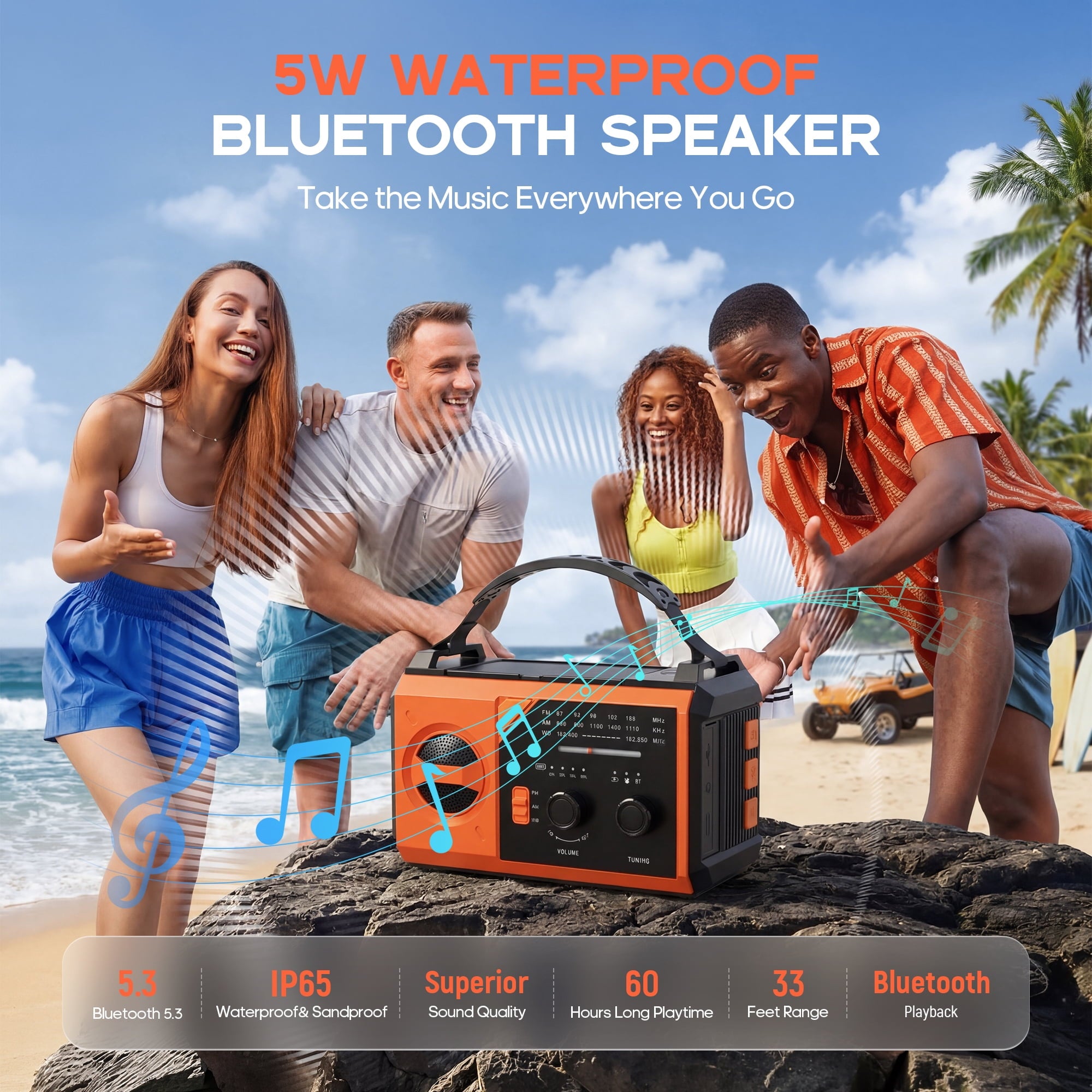 Biotree 30000mAh Weather Radio with NOAA 7-Band Alerts, Upgraded Emergency Radio with USB/Solar/Hand Crank Charging, Flashlight, SOS Alarm, Compass for Camping Hurricane Preparedness,Orange