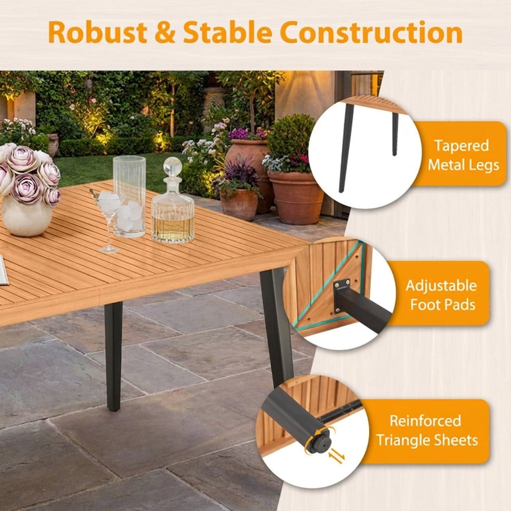 Biotree 63 Inches Outdoor Indoor Dining Table with 1.97 Inches Umbrella Hole and Metal Legs, Black