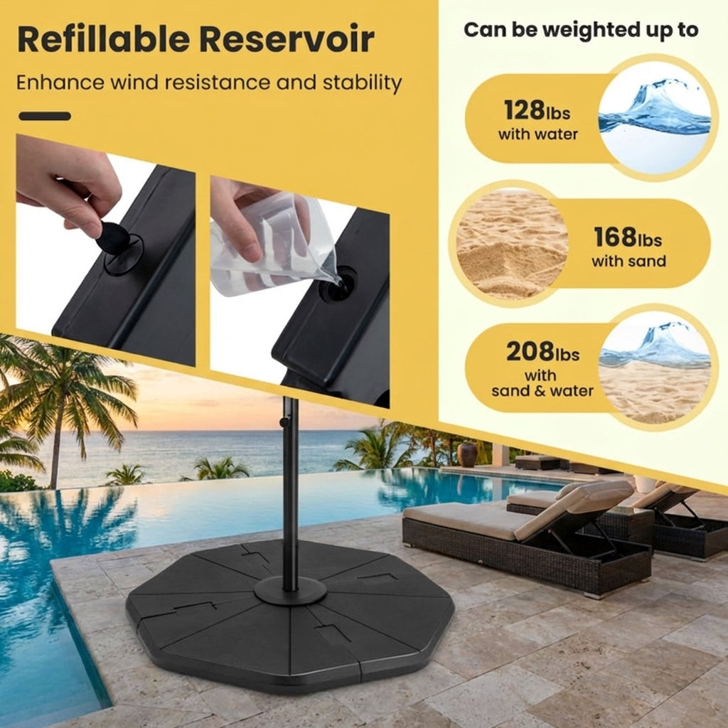 Biotree 4-Piece Fillable Umbrella Base Stand for Garden Yard Poolside - Heavy Duty Outdoor Patio Stand