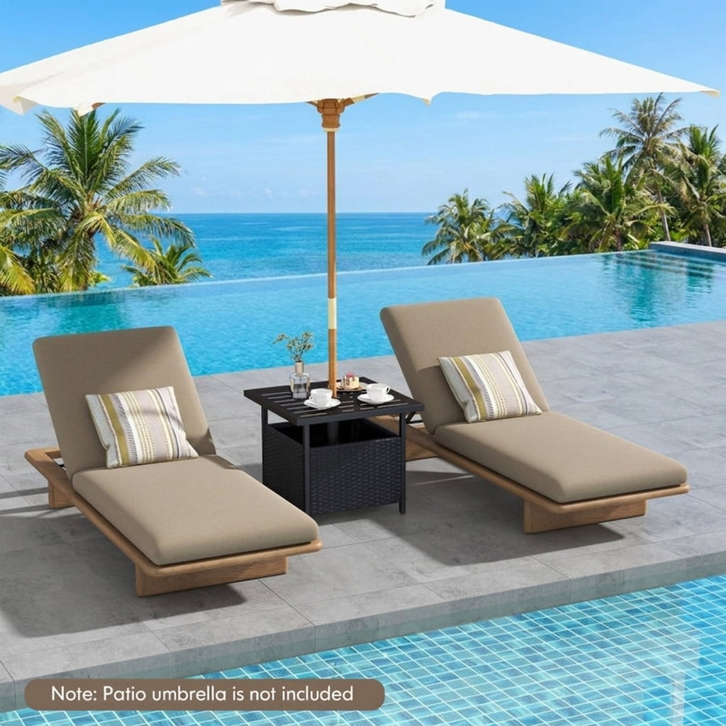 Biotree Outdoor Patio Rattan Wicker Steel Side Deck Table, Dark Brown
