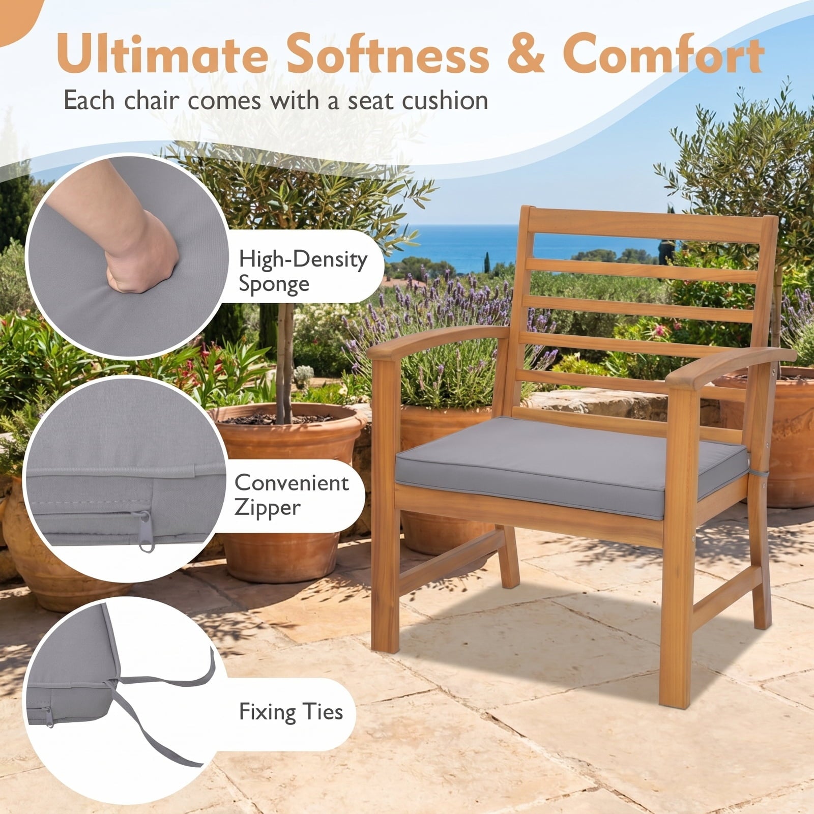 Biotree 3 Pieces Patio PE Wicker Furniture Set Acacia Wood Outdoor Conversation Bistro Set Outdoor Conversation Set for Garden Backyard PorchWhite