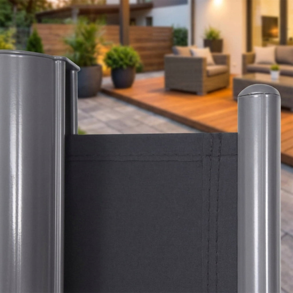 Biotree 237 x 63 Inch Patio Retractable Double Folding Side Awning Screen Divider for Patio Deck Door Window Sun Rain Protection, Dark Gray