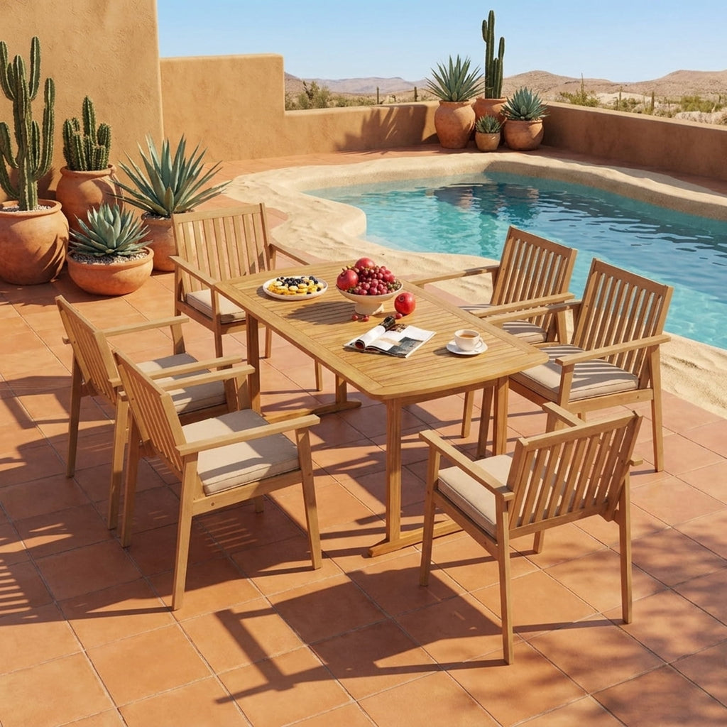 Biotree 2 Pieces Patio Dining Chairs Outdoor Acacia Wood Chairs with Removable Padded Cushion Stackable Patio Chair for Garden BackyardOak
