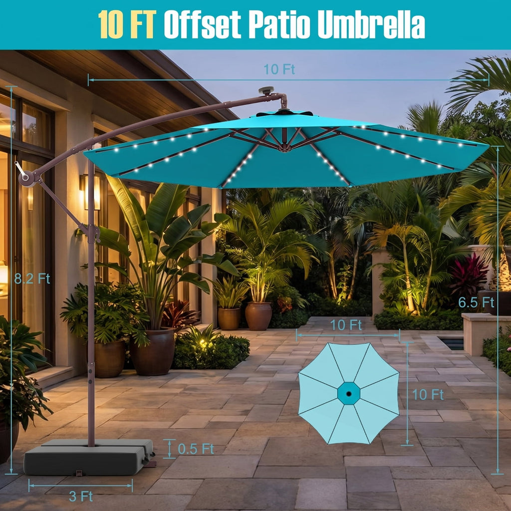 Biotree 10 ft Cantilever Patio Umbrella Offset Hanging with Cross Base, 8 Ribs - Multicolor for Backyard