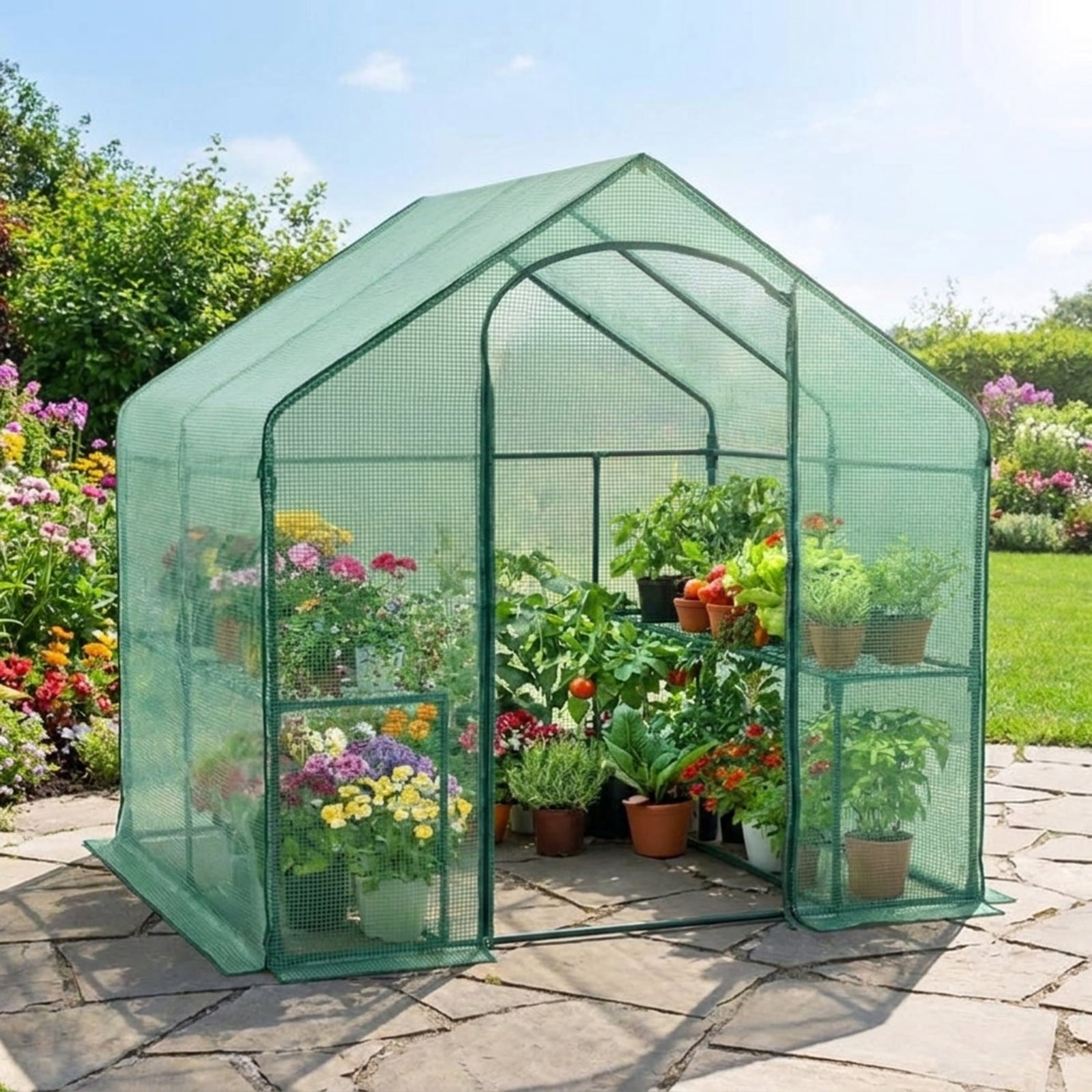 Biotree Portable Outdoor Warm House with PE Cover and Roll for Outdoor Garden Backyard Patio Vegetables Flowers, Green