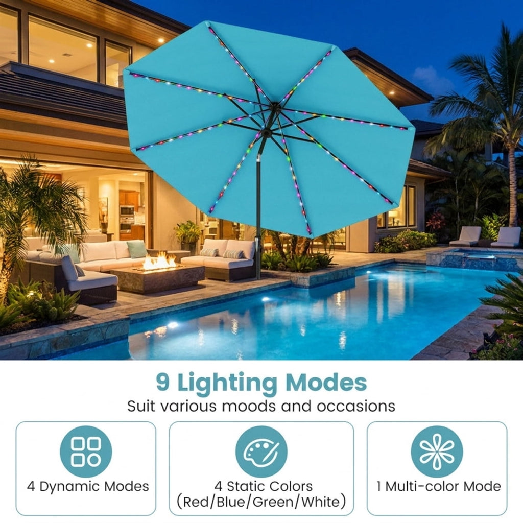 Biotree 10 ft Market Patio Umbrella with Crank and Tilt, 8 Sturdy Ribs, Vented Canopy - Multicolor for Backyard
