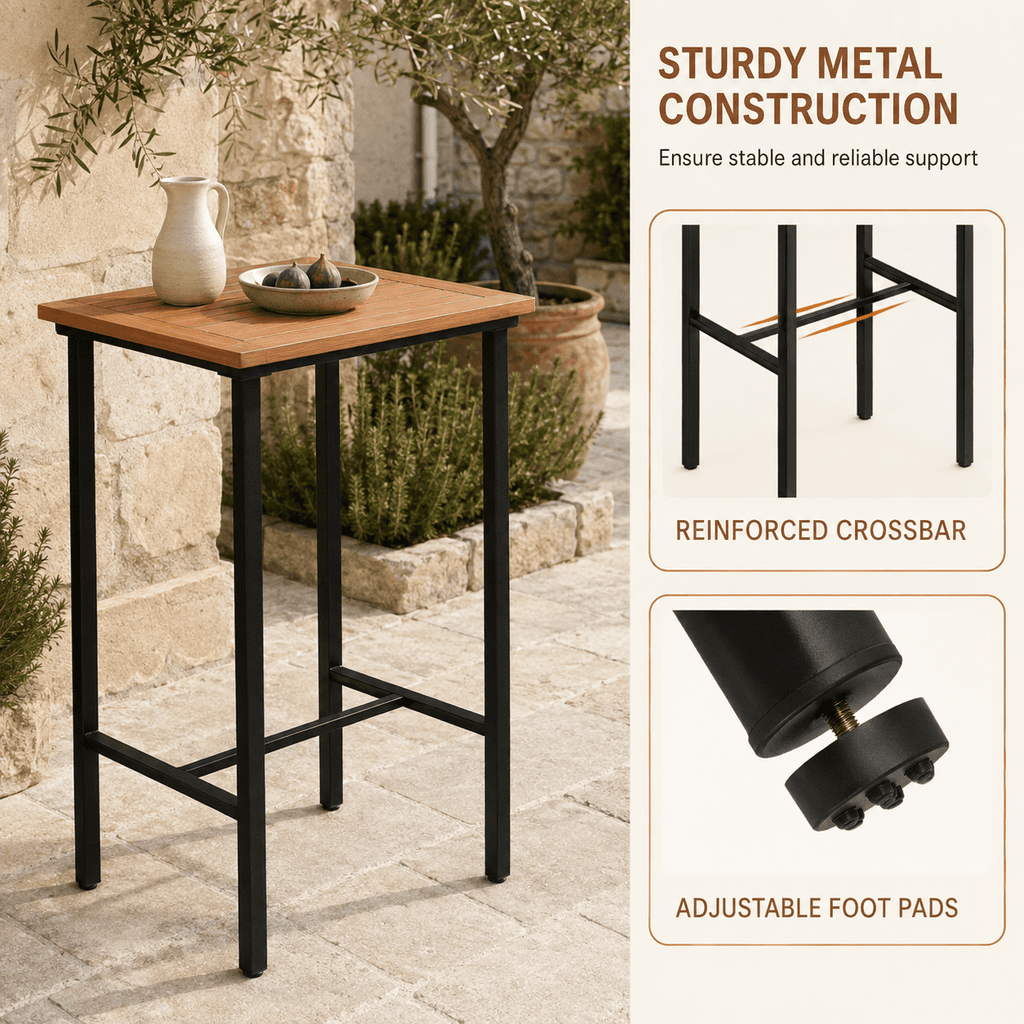 Biotree 3-Piece Acacia Wood Outdoor Bistro Set with Bar Table and 2 Stools