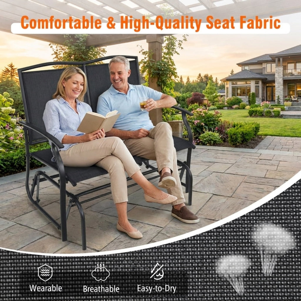 Biotree Iron Patio Rocking Chair for Outdoor Backyard and Lawn Stackable Patio Chair for Garden BackyardBlack