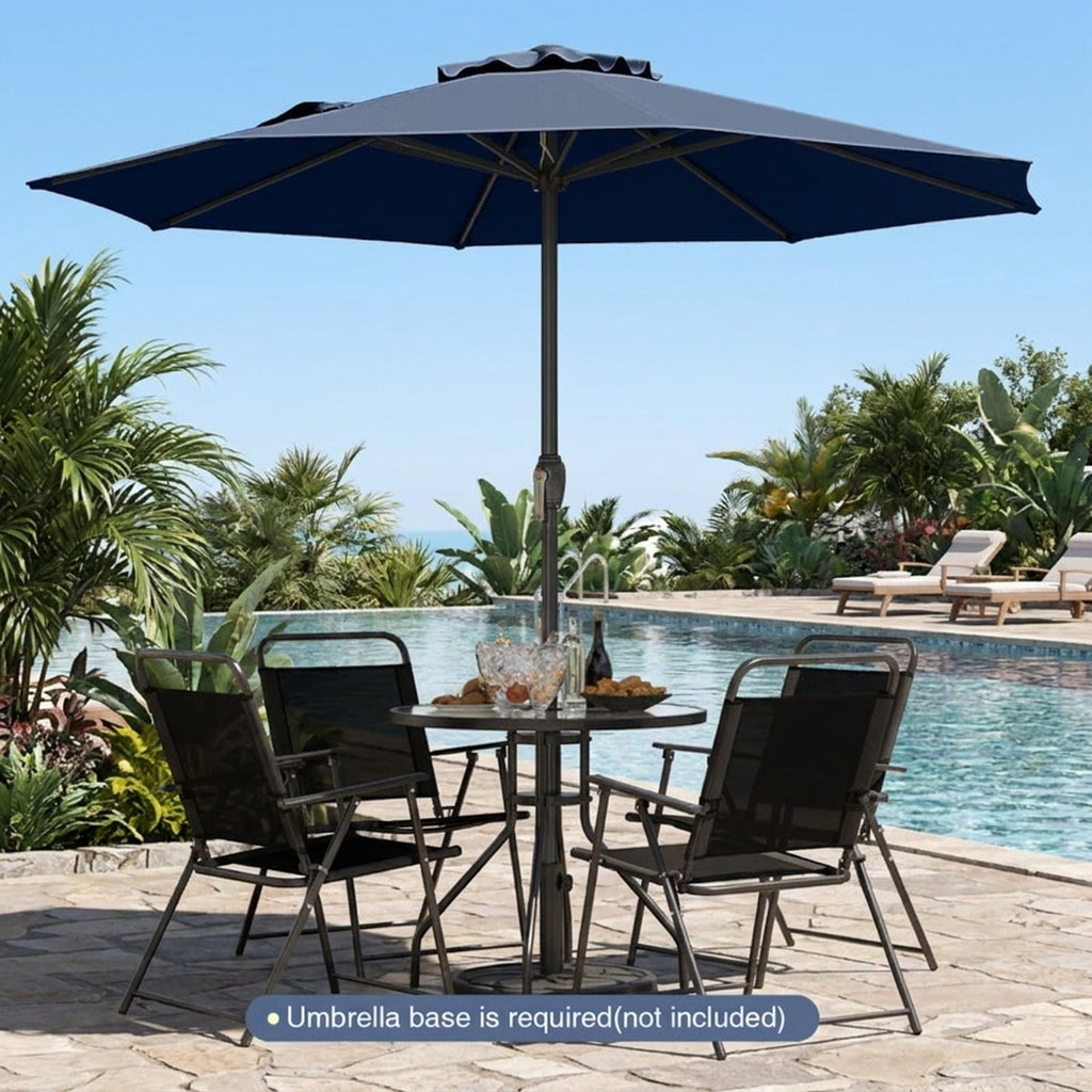 Biotree 8.5 ft Market Patio Umbrella with Crank and Tilt, 8 Sturdy Ribs, Vented Canopy - Navy Blue for Backyard