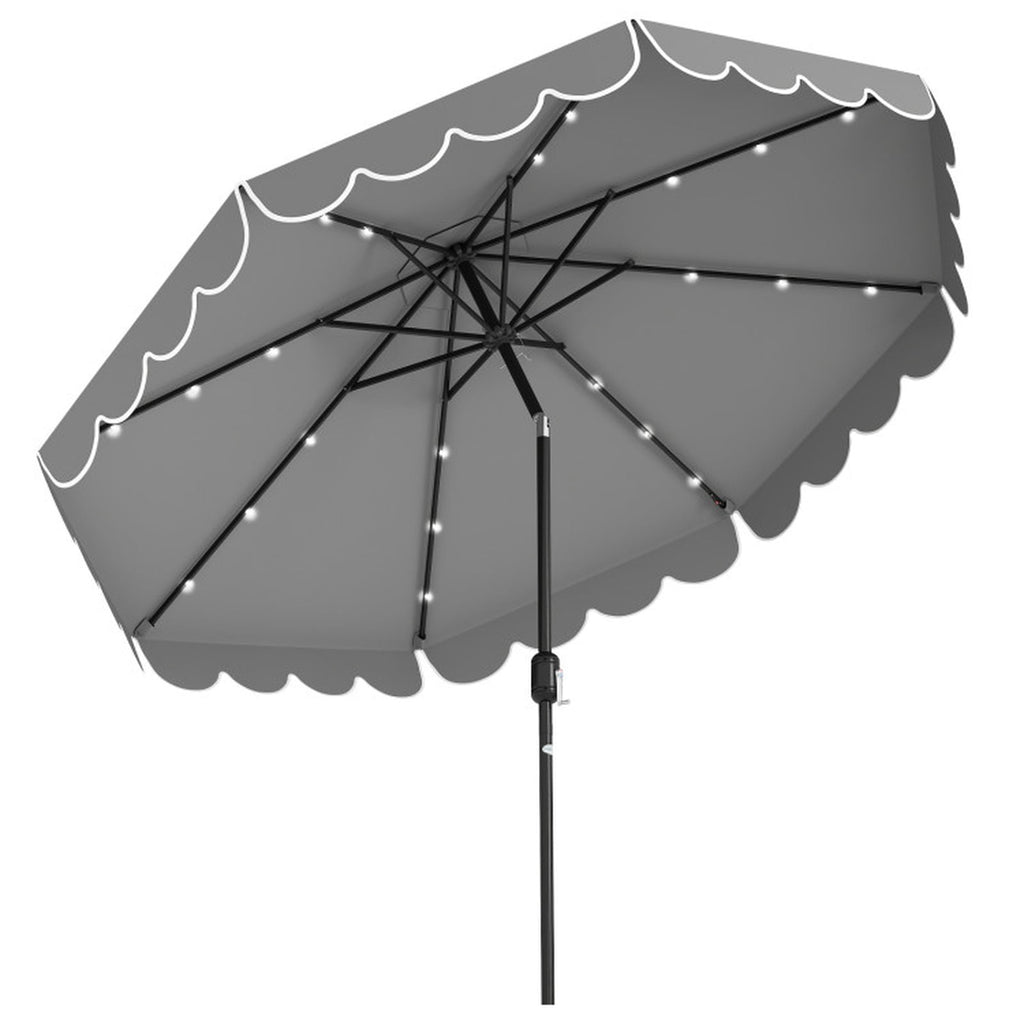 Biotree 10 ft Market Patio Umbrella with Crank and Tilt, 8 Sturdy Ribs, Vented Canopy - Gray for Backyard