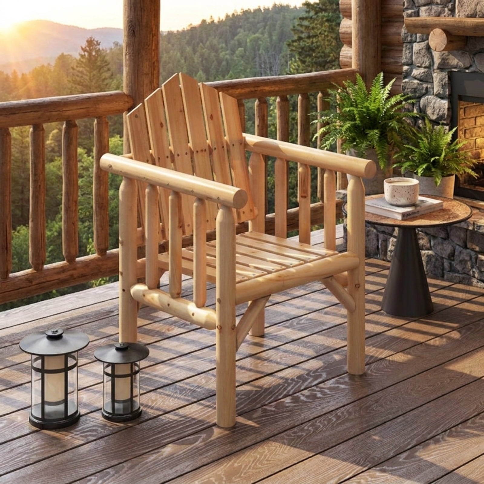 Biotree Outdoor Wood Armchair Wooden Patio Dining Chair with Armrests Stackable Patio Chair for Garden BackyardNatural