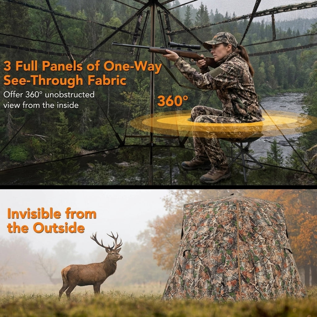 Biotree 360¡ã One Way See Through Ground Hunting Blind for Deer and Turkey Hunting, Camouflage