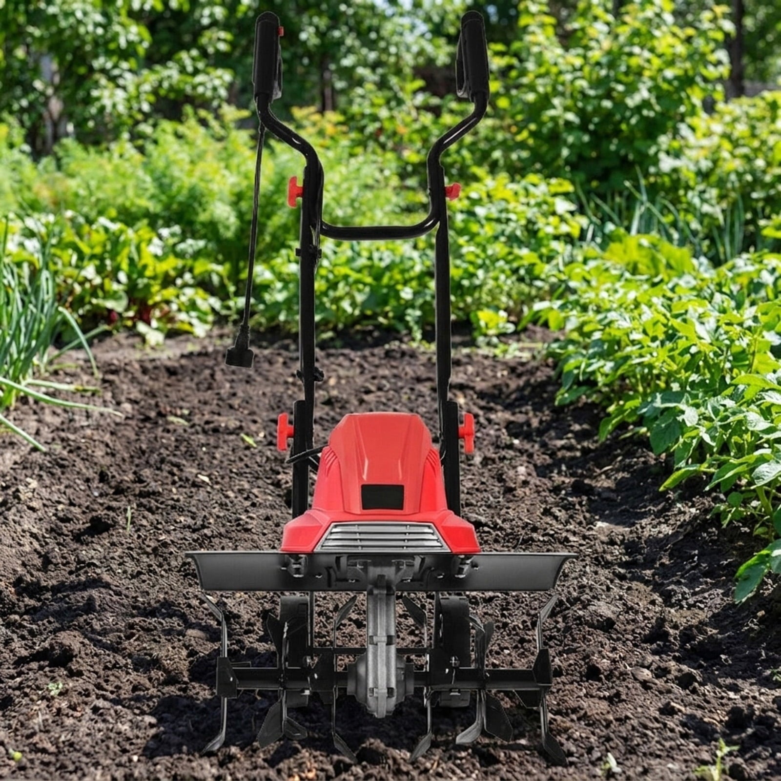 Biotree 17-Inch 13.5 Amp Corded Electric Tiller and Cultivator 9 for Lawn Garden Yard Soil Care, Red