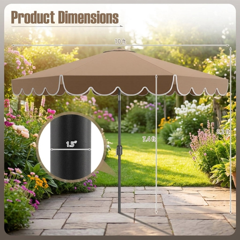 Biotree 10 ft Market Patio Umbrella with Crank and Tilt, 8 Sturdy Ribs, Vented Canopy - Beige for Backyard