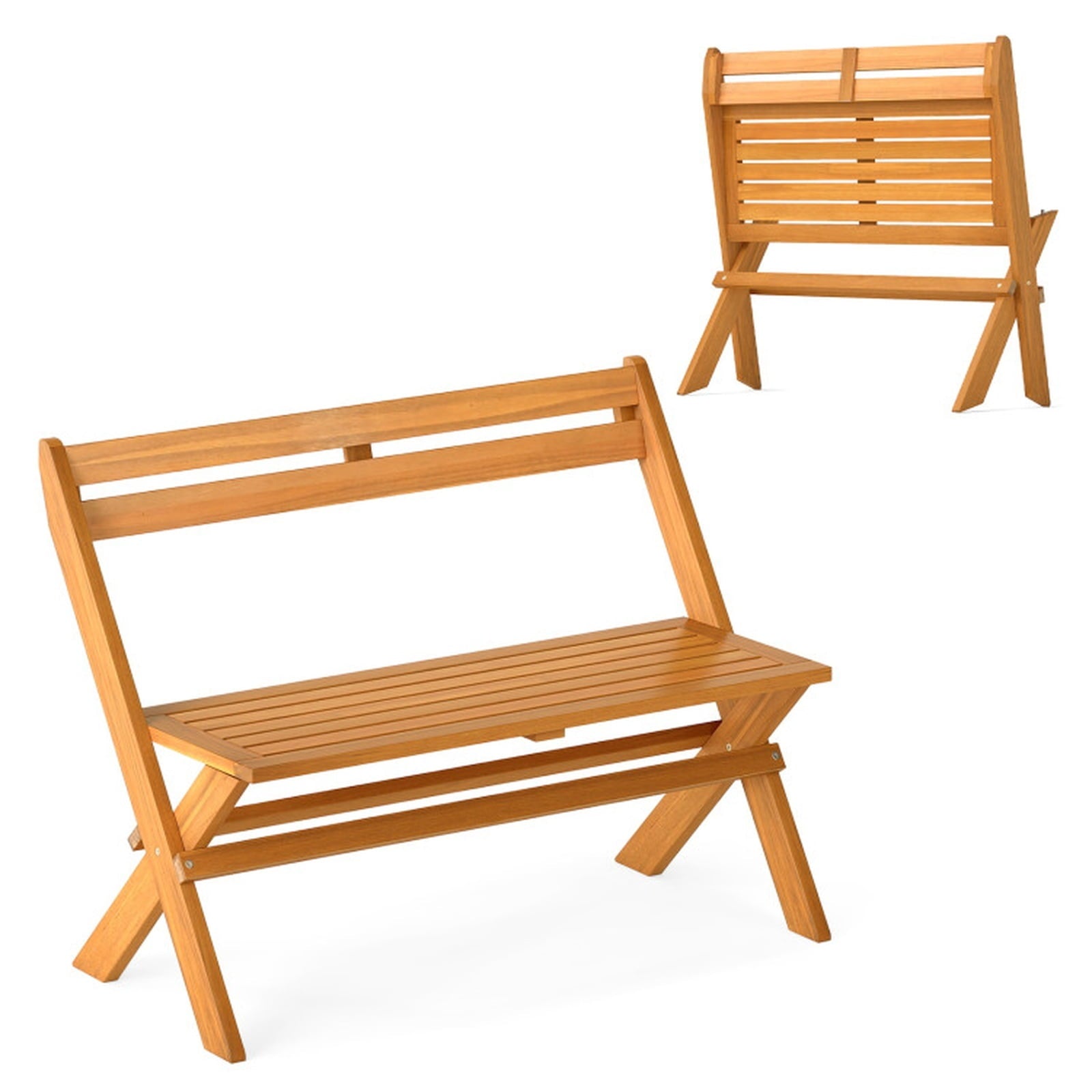 Biotree 2-Person Acacia Wood Patio Garden Bench with 800 Lbs Capacity Stackable Patio Chair for Garden BackyardNatural