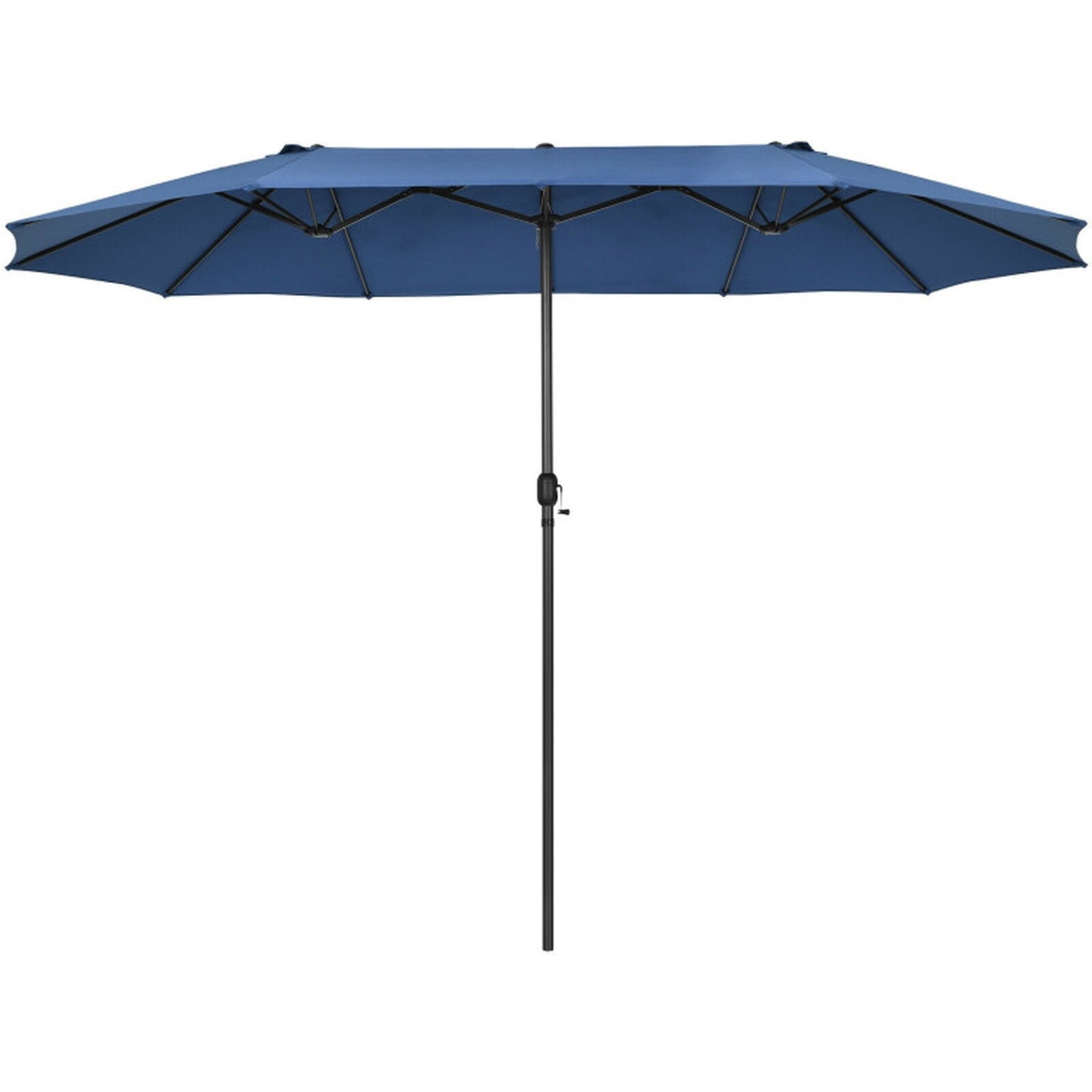 Biotree 15 ft Double-Sided Twin Patio Umbrella Crank Tilt Outdoor Shade - Blue - UV Protection with Cross Base