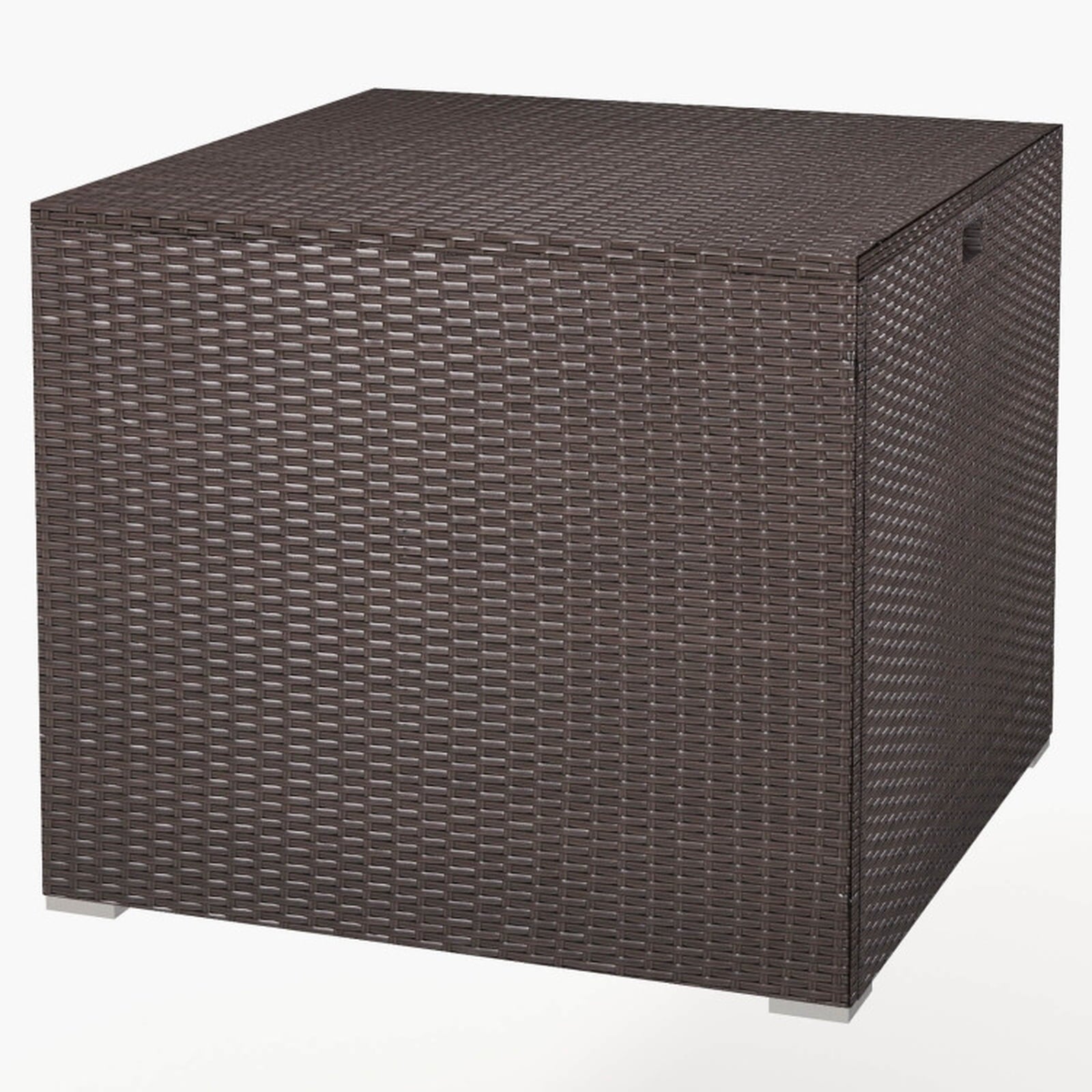 Biotree 72 Gallon Rattan Outdoor Storage Box with Zippered Liner and Solid Pneumatic Rod Outdoor Waterproof for Patio Deck Garden Cushions, Brown