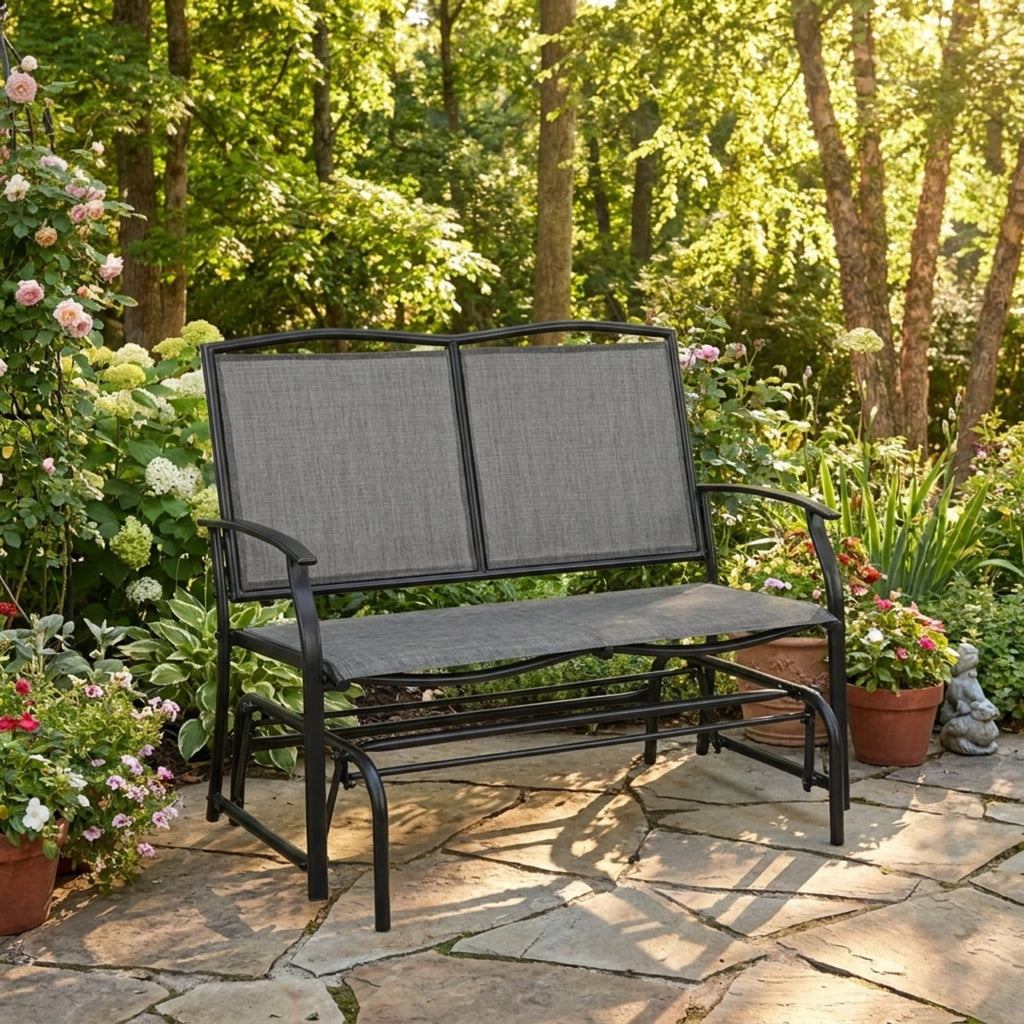 Biotree Iron Patio Rocking Chair for Outdoor Backyard and Lawn Stackable Patio Chair for Garden BackyardGray