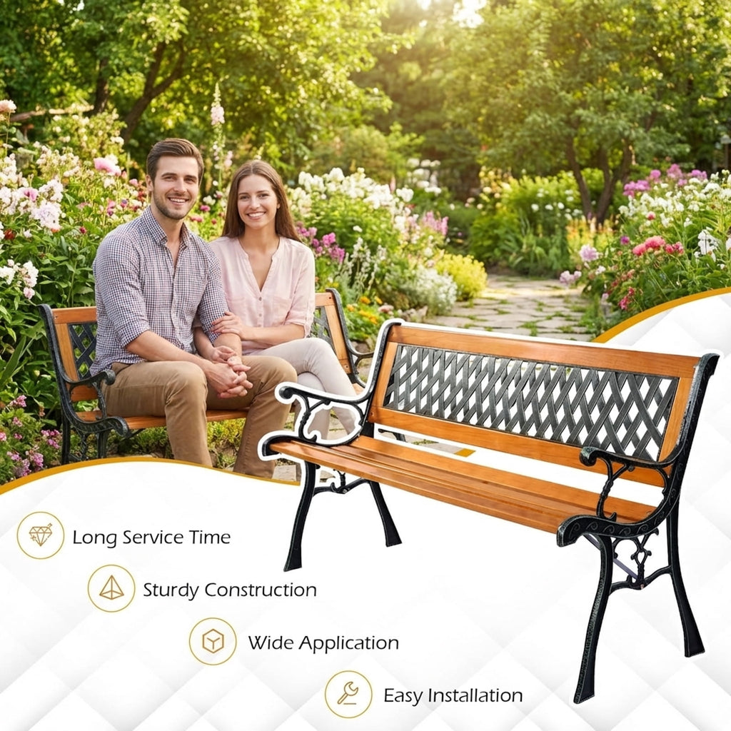 Biotree Outdoor Cast Iron Patio Bench 49.5 In