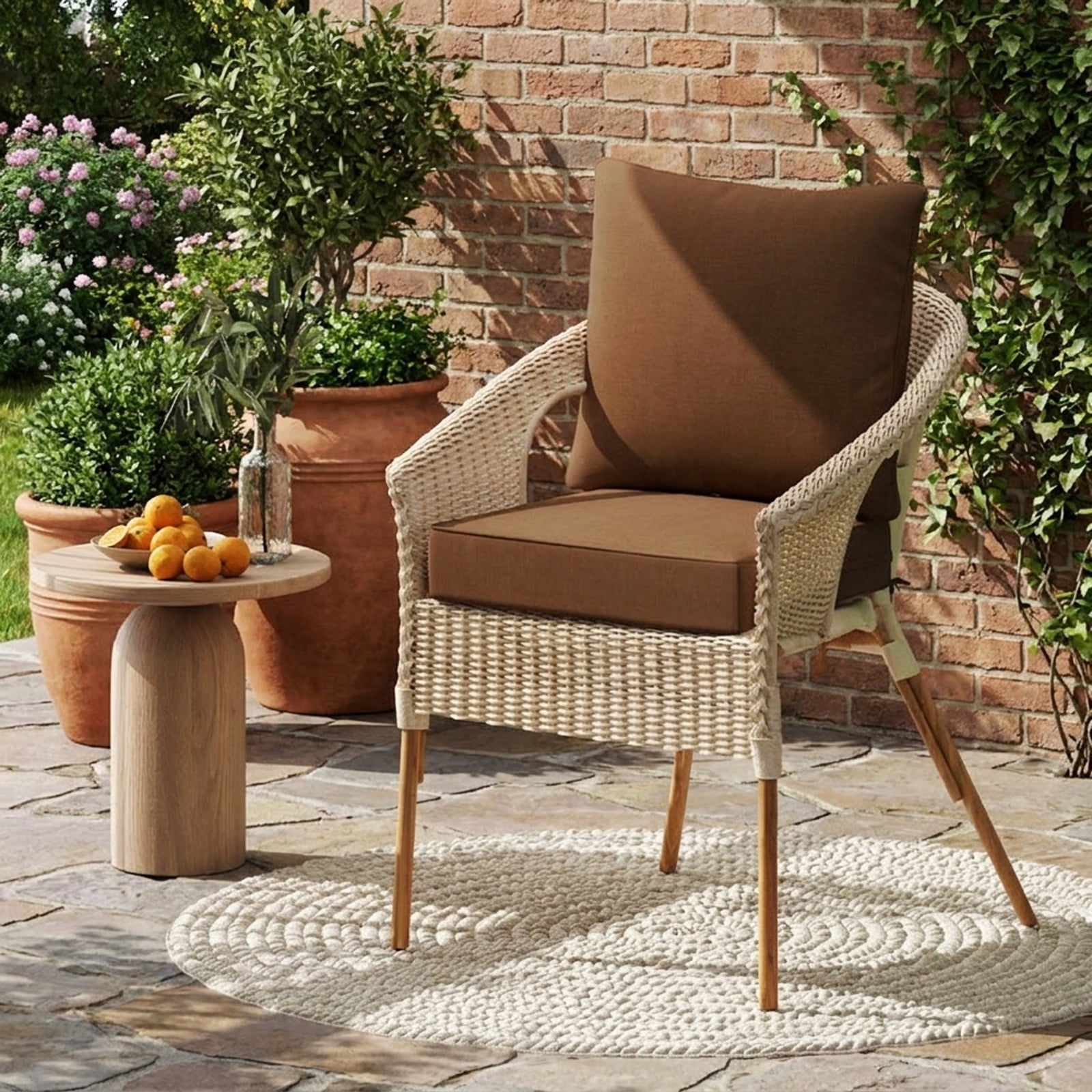 Biotree Deep Seat Chair Cushion Pads Set with Rope Belts for Indoor and Outdoor Comfortable Patio Chair Cushion PadBrown