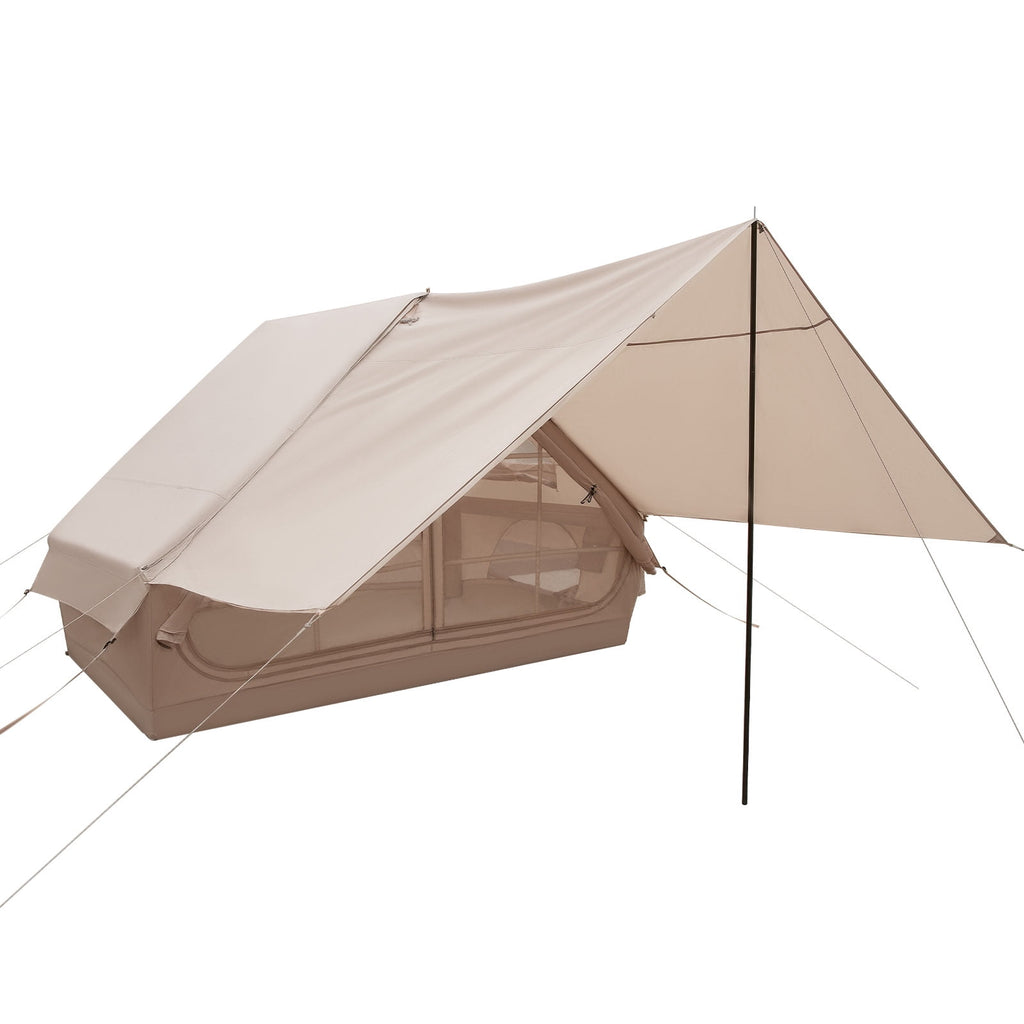 Biotree 4-6 Person Inflatable Camping Tent with Front Porch and Carrying Bag for Family Outdoor Adventures, Beige