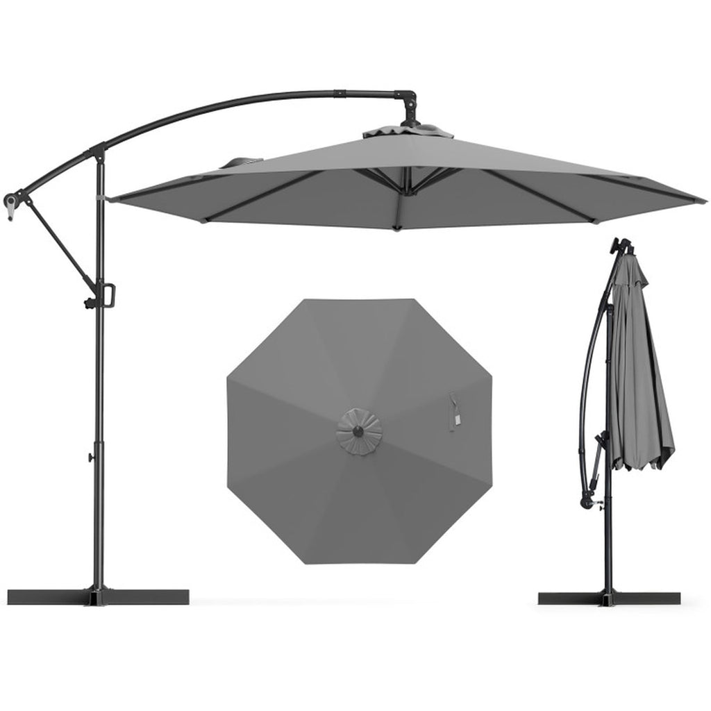 Biotree 10 ft Cantilever Patio Umbrella Offset Hanging with Cross Base, 8 Ribs - Multicolor for Backyard
