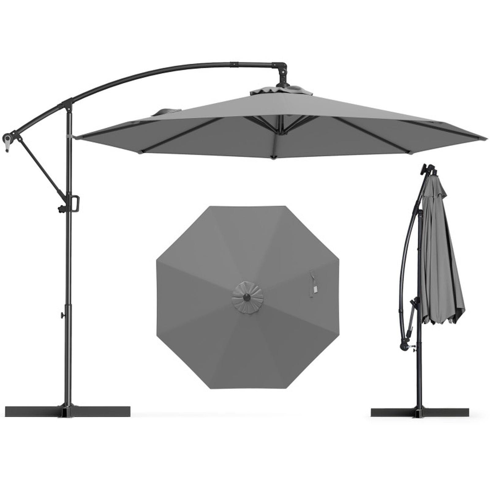 Biotree 10 ft Cantilever Patio Umbrella Offset Hanging with Cross Base, 8 Ribs - Multicolor for Backyard