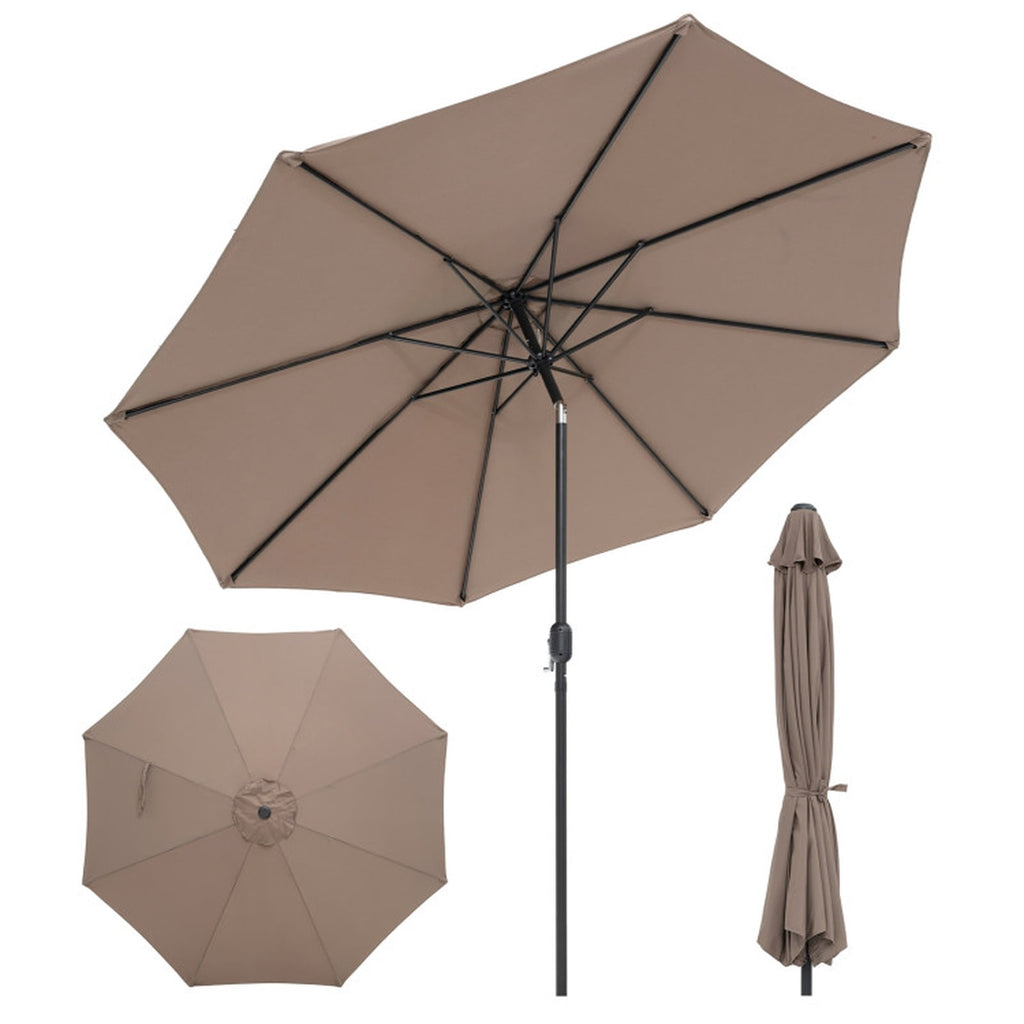 Biotree 10 ft Market Patio Umbrella with Crank and Tilt, 8 Sturdy Ribs, Vented Canopy - Tan for Backyard