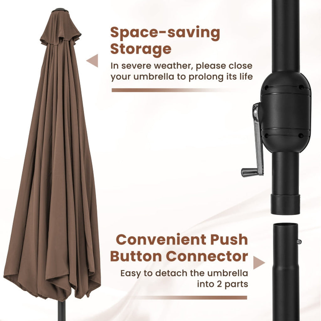 Biotree 12 ft Market Patio Umbrella with Crank and Tilt, 8 Sturdy Ribs, Vented Canopy - Beige for Backyard