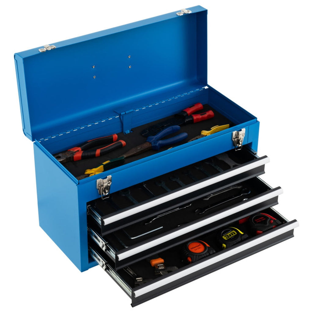 Biotree Portable Garage Mechanic Tool Cabinet Box with 3 Drawers Outdoor Waterproof for Patio Deck Garden Cushions, Blue