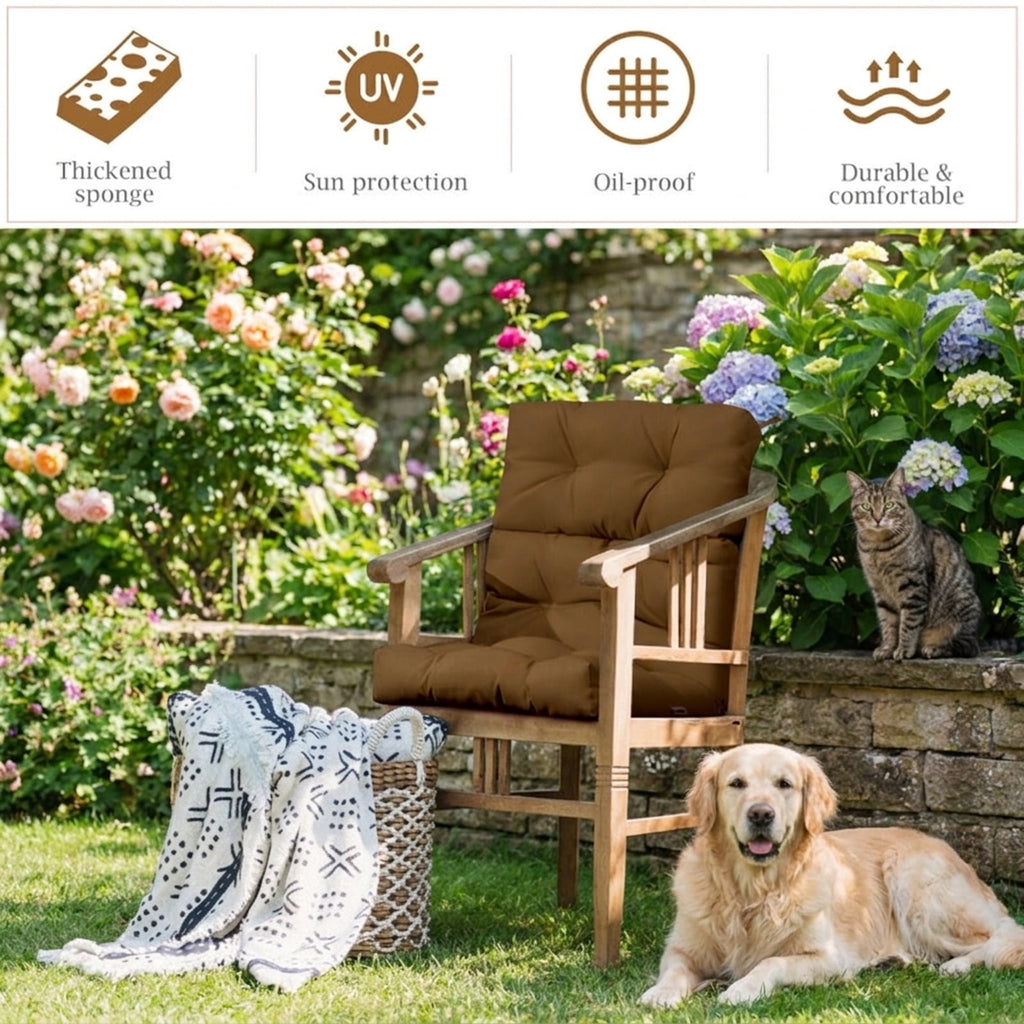 Biotree 22 X 44 Inch Tufted Outdoor Patio Chair Seating Pad Comfortable Patio Chair Cushion PadBrown