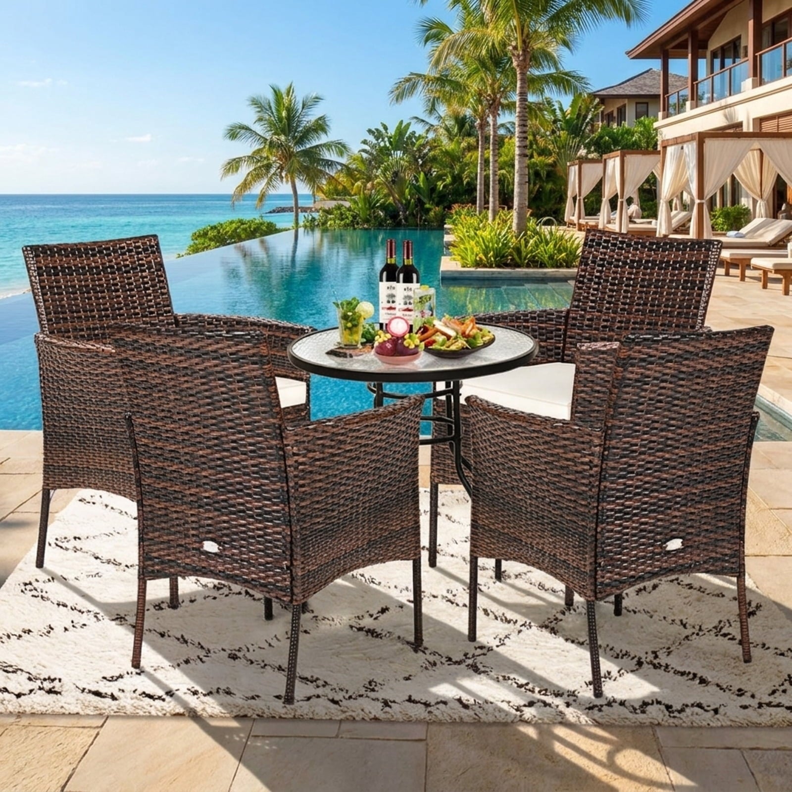 Biotree 2 Pieces Outdoor PE Rattan Armchairs with Removable Cushions Stackable Patio Chair for Garden BackyardMix brown