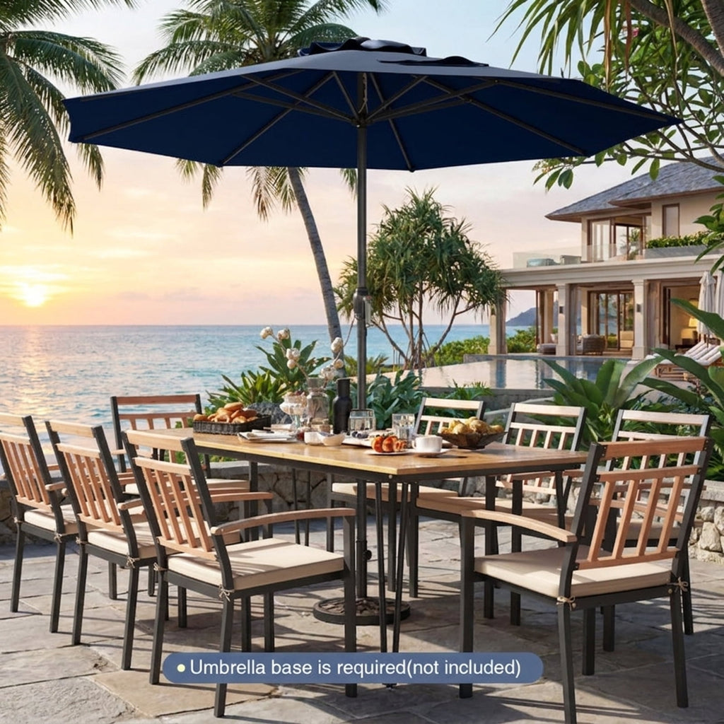 Biotree 8.5 ft Market Patio Umbrella with Crank and Tilt, 8 Sturdy Ribs, Vented Canopy - Navy Blue for Backyard