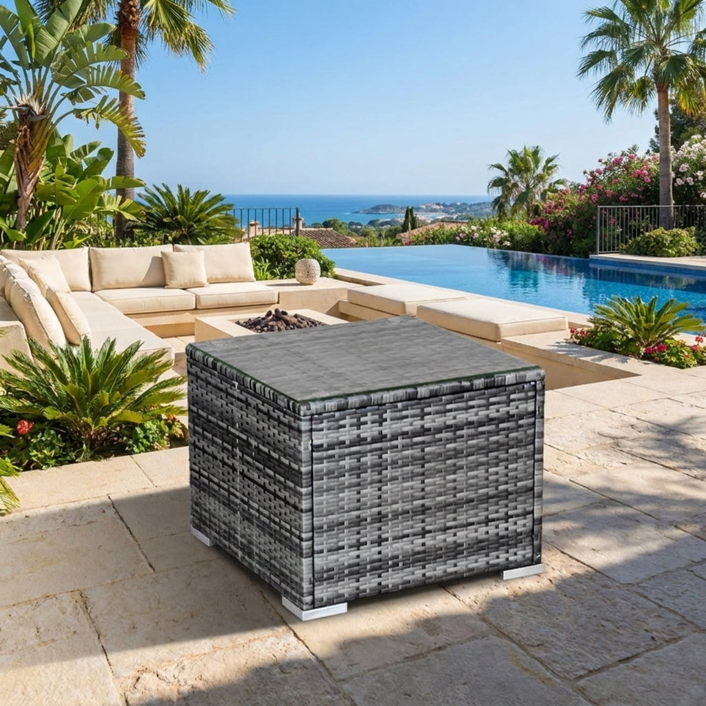 Biotree 3 Pcs Patio Rattan Furniture Bistro Sofa Set with Cushioned Outdoor Conversation Set for Garden Backyard PorchGray