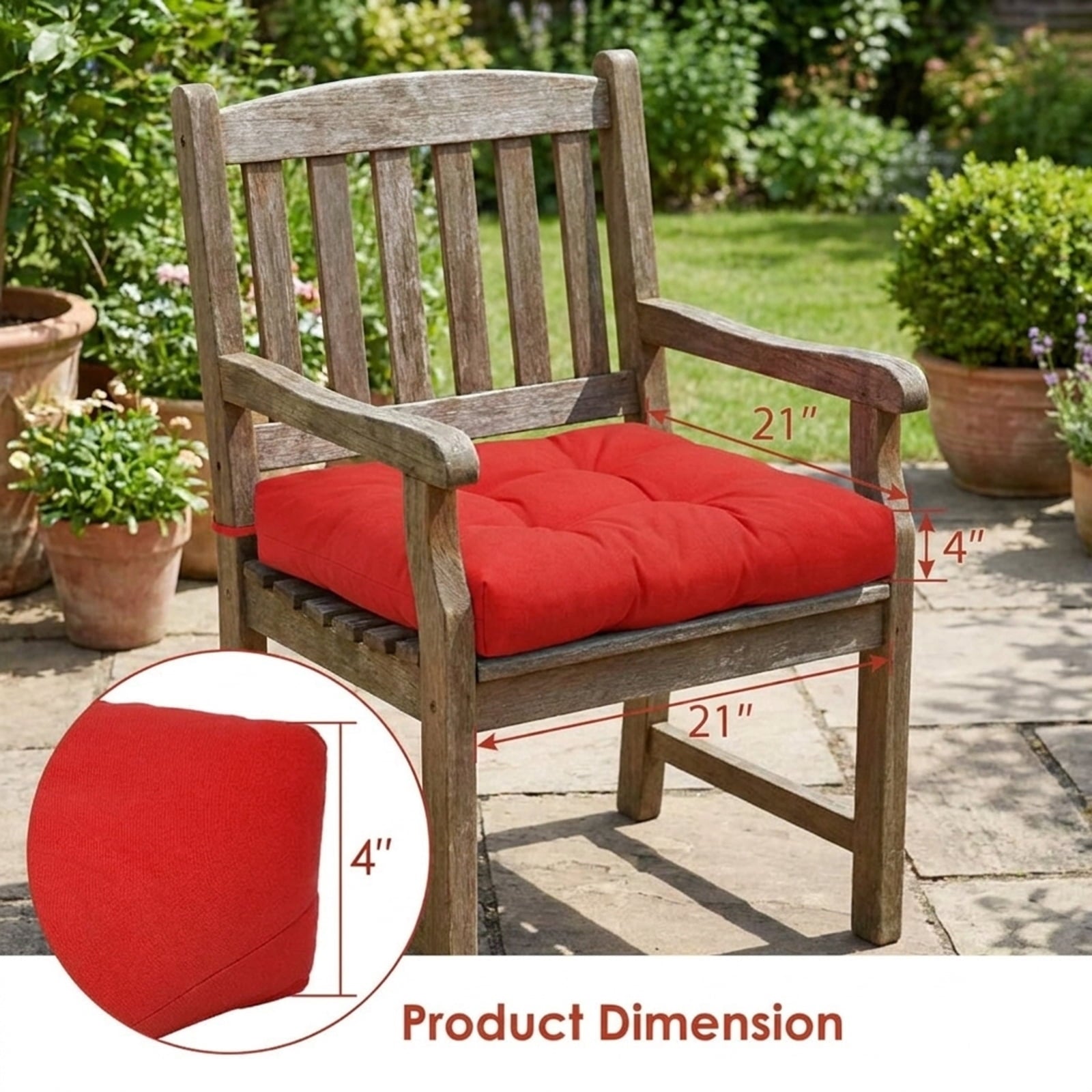 Biotree 21 Inch X 21 Inch Patio Chair Seat Cushion Pads for Indoor and Outdoor Comfortable Patio Chair Cushion PadRed