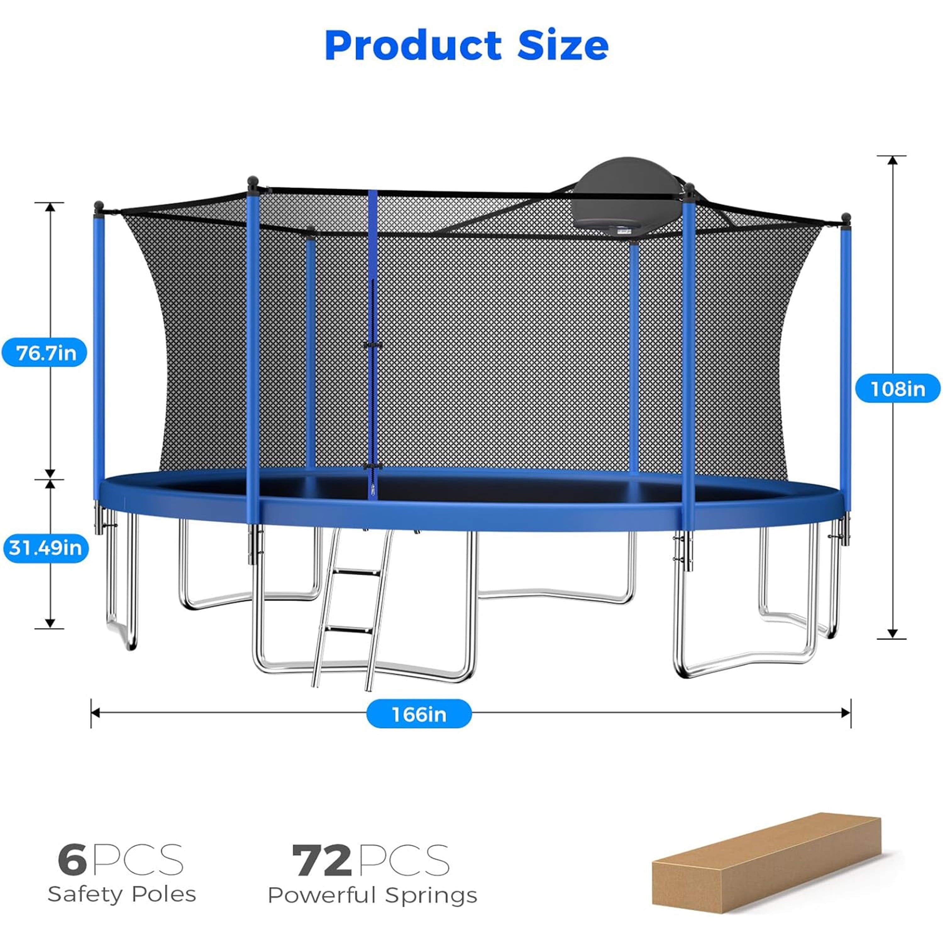 Biotree 14 FT Trampoline for Kids and Adults, Outdoor Trampoline with Basketball Hoop Safety Enclosure Net,Large Load Capacity Heavy-Duty Jumping Trampoline for Boys and Girls