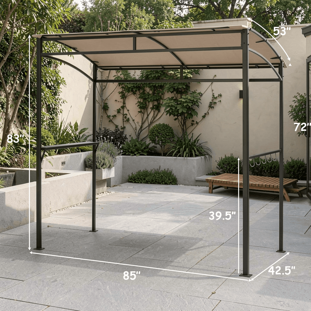 Biotree 7 x 4.5 Feet Grill Gazebo Outdoor Patio Garden BBQ Canopy Shelter Brown - Outdoor Patio Backyard Garden Shade Canopy Shelter