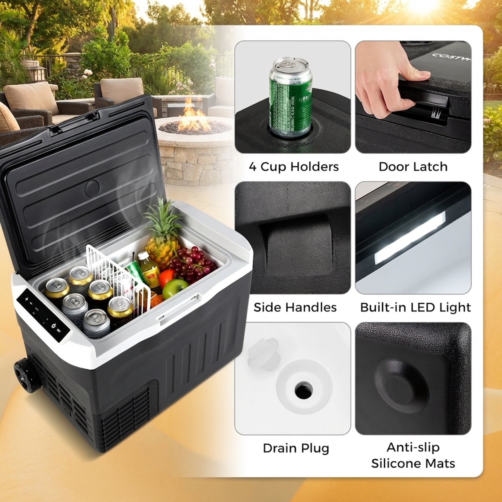 Biotree 12V Car Refrigerator 42 Qt with Touch Panel and Removable Divider, Black