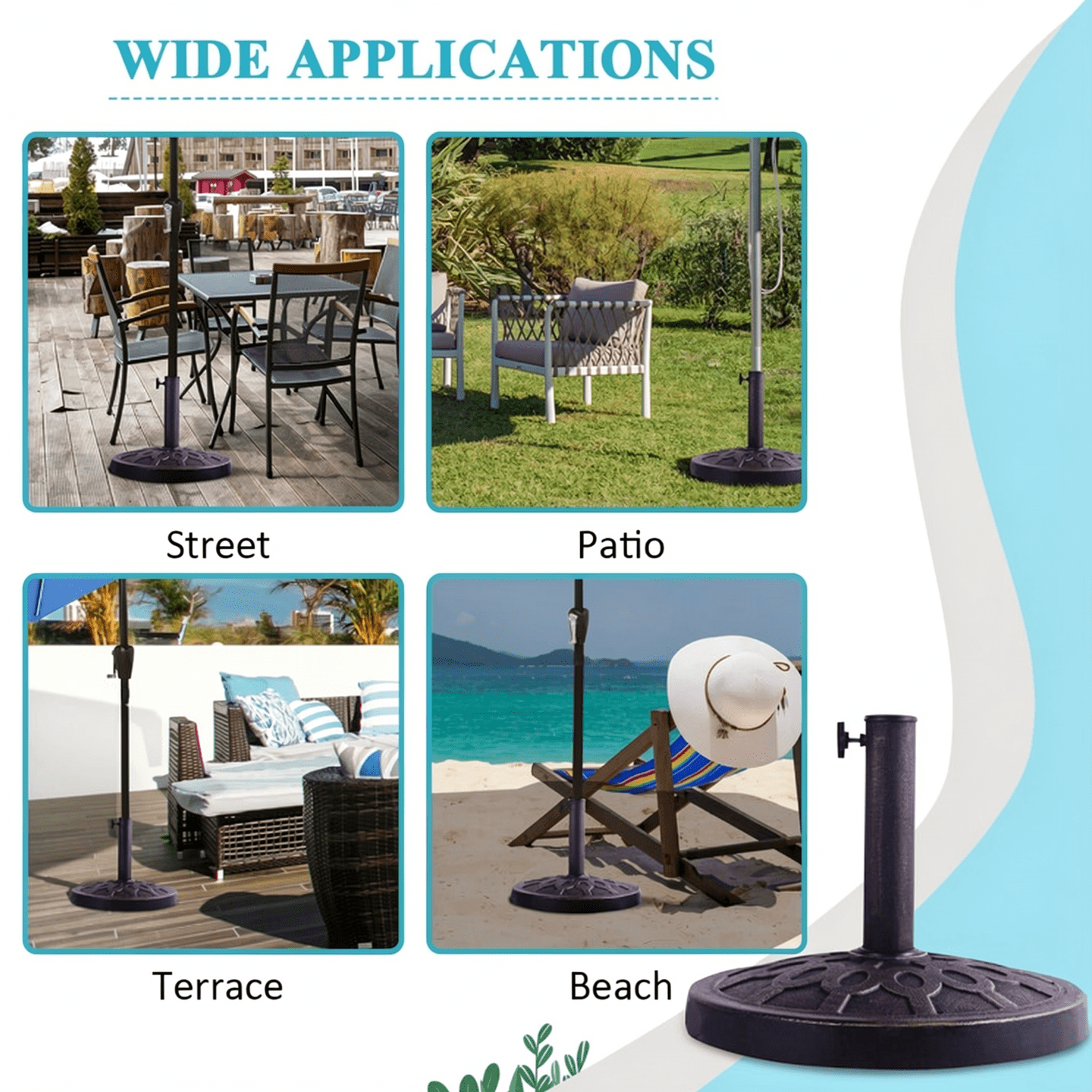 Biotree 30lbs 18 Inches Heavy Duty Outdoor Patio Market Umbrella Base Bronze - Heavy Duty Outdoor Patio Stand