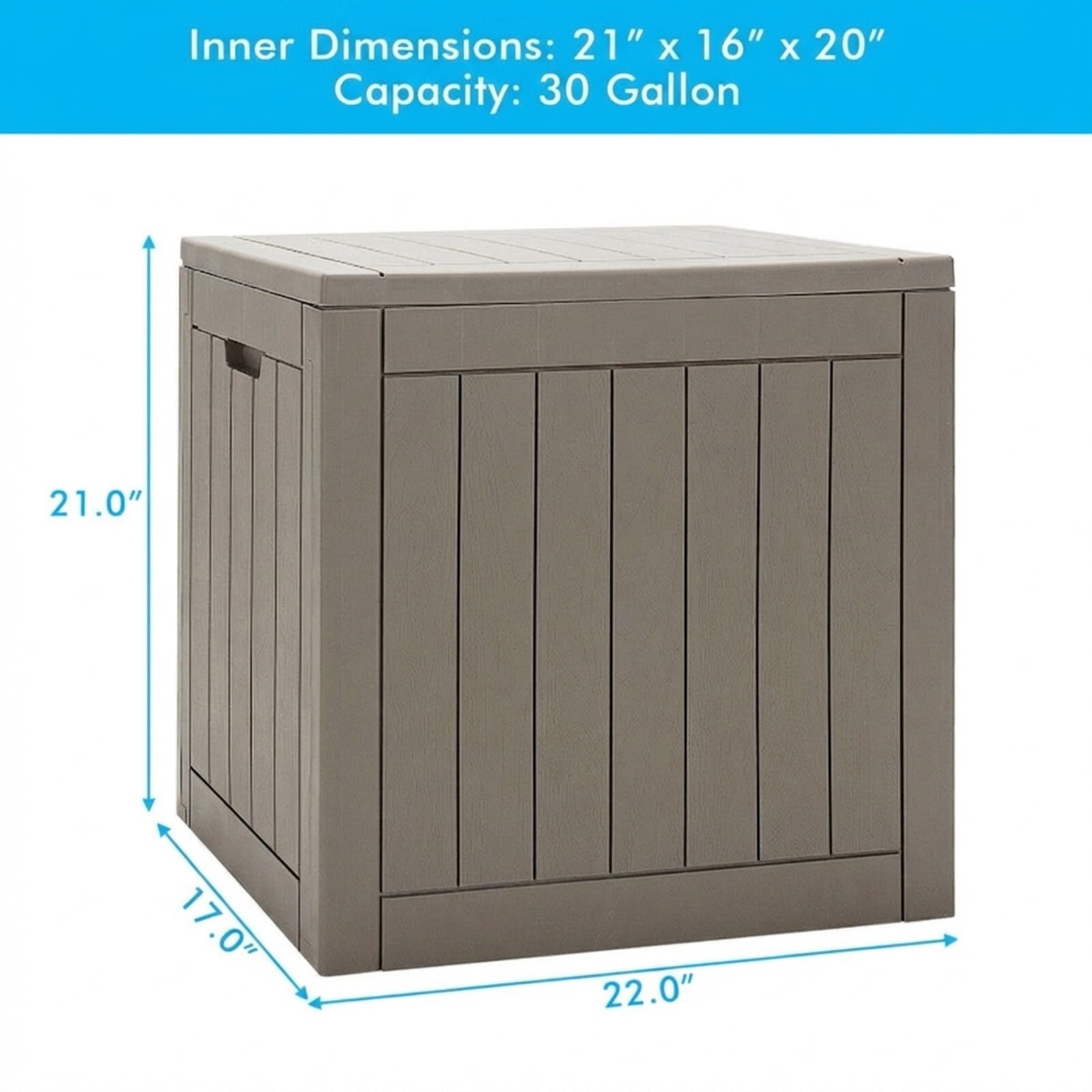 Biotree 30 Gallon Deck Box Storage Container Outdoor Patio Bench with Lid for Seating Tools Pool, Weatherproof PP Storage Box for Garden Backyard Deck Porch, Light Brown