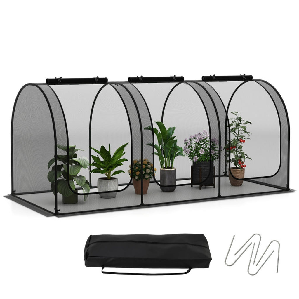 Biotree Tunnel Crop Cage Large Portable Plant Protection Tent with 3 Roll for Outdoor Garden Backyard Patio Vegetables Flowers, Green