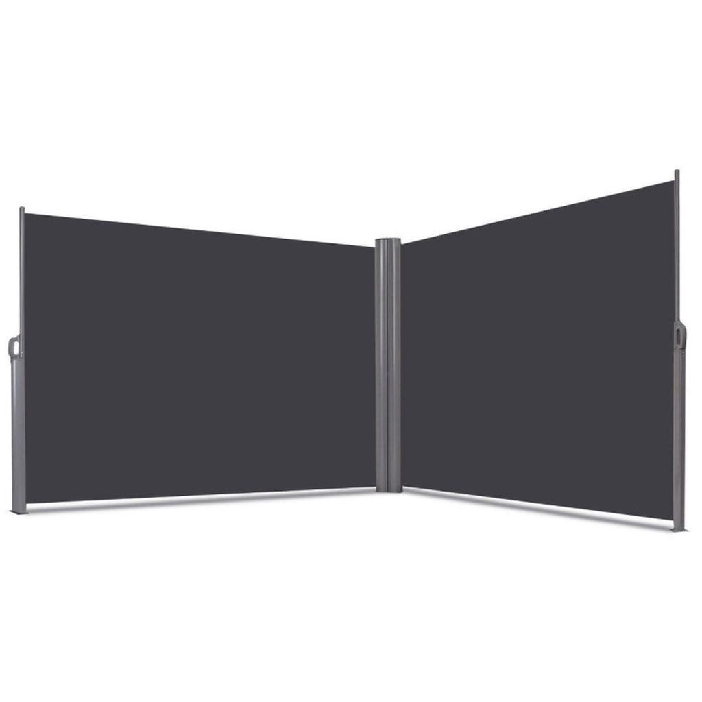 Biotree 237 x 63 Inch Patio Retractable Double Folding Side Awning Screen Divider for Patio Deck Door Window Sun Rain Protection, Dark Gray