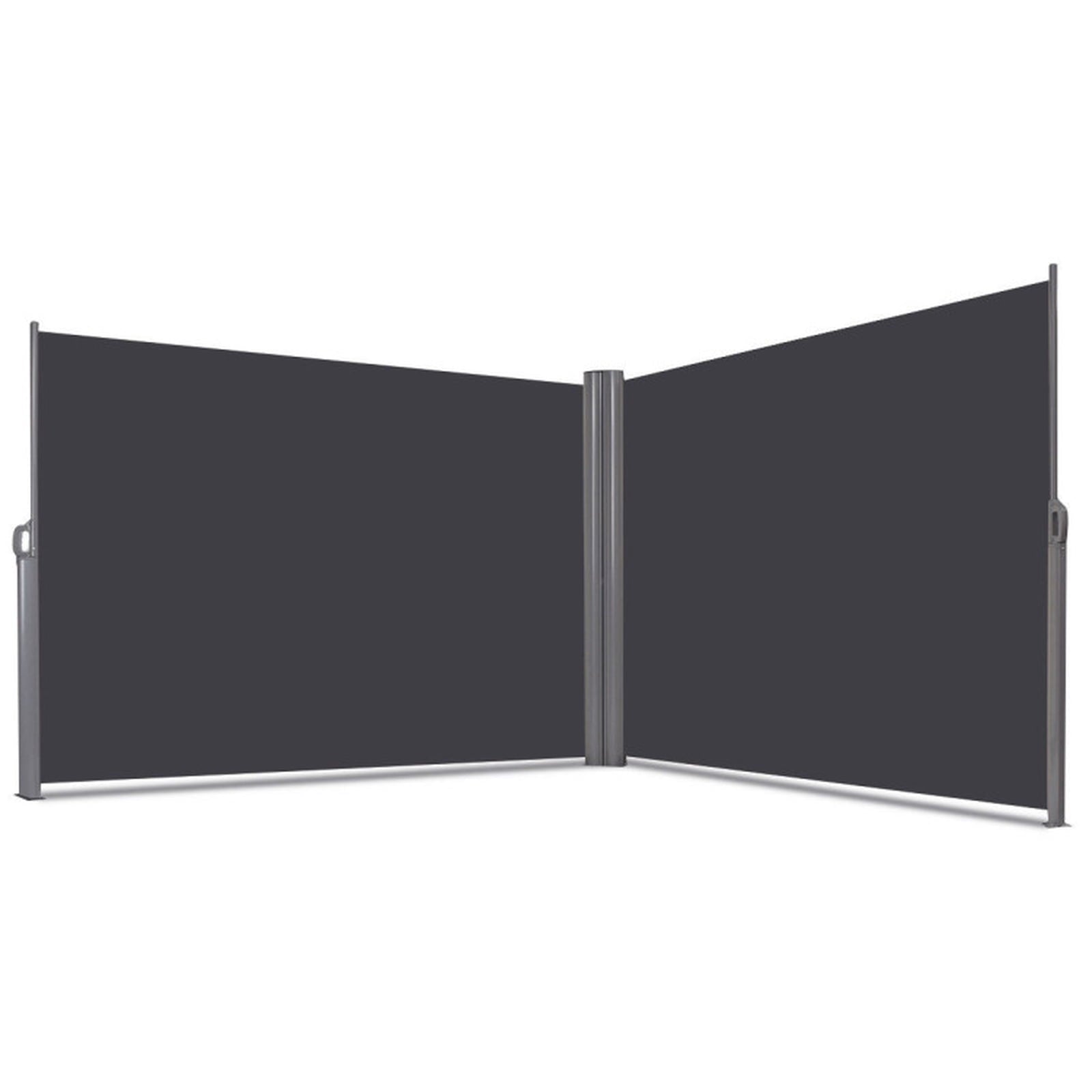 Biotree 237 x 63 Inch Patio Retractable Double Folding Side Awning Screen Divider for Patio Deck Door Window Sun Rain Protection, Dark Gray