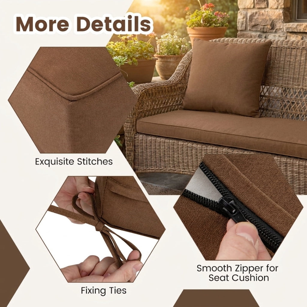 Biotree Deep Seat Chair Cushion Pads Set with Rope Belts for Indoor and Outdoor Comfortable Patio Chair Cushion PadBrown