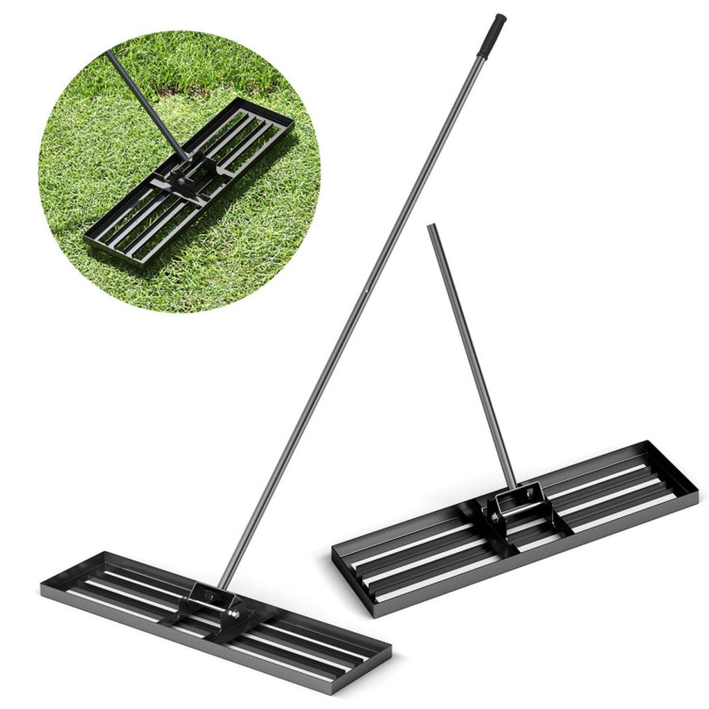 Biotree 36 x 10 Inch Lawn Leveling Rake with Ergonomic Handle for Lawn Garden Yard Soil Care, Black