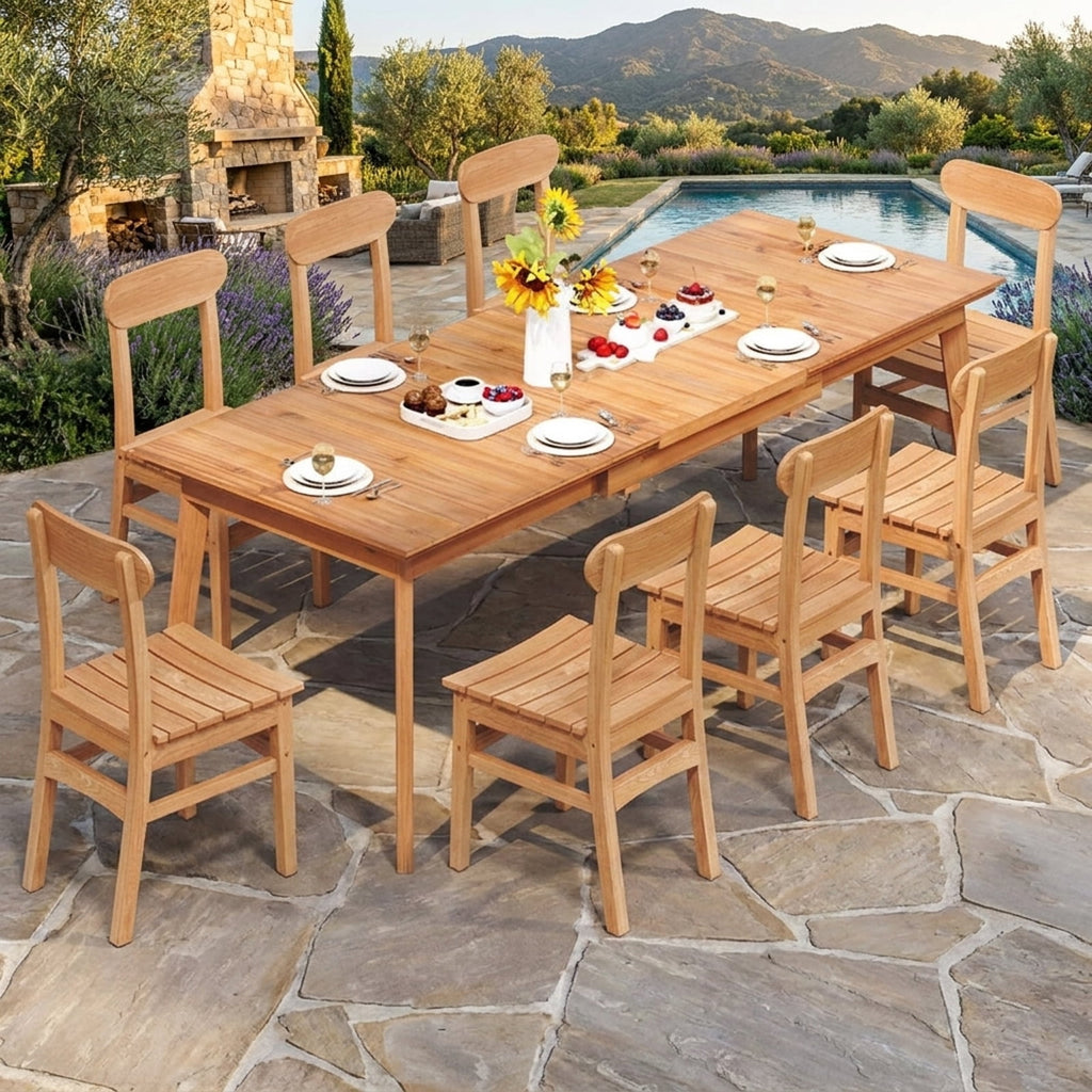 Biotree Patio Teak Wood Chair Armless Dining Chair with Slatted Seat Stackable Patio Chair for Garden BackyardNatural