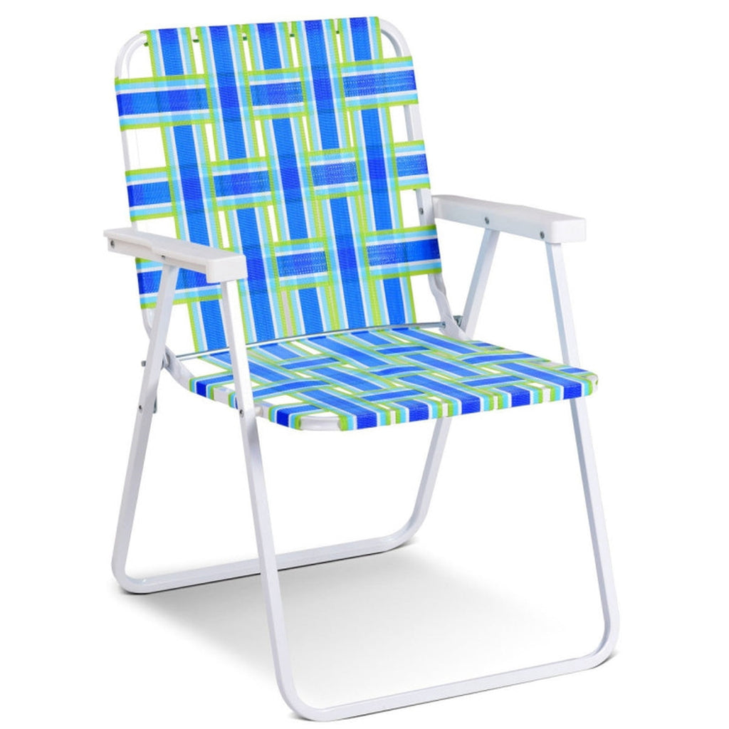 Biotree 6 Pcs Folding Beach Chair Camping Lawn Webbing Chair Stackable Patio Chair for Garden BackyardBlue